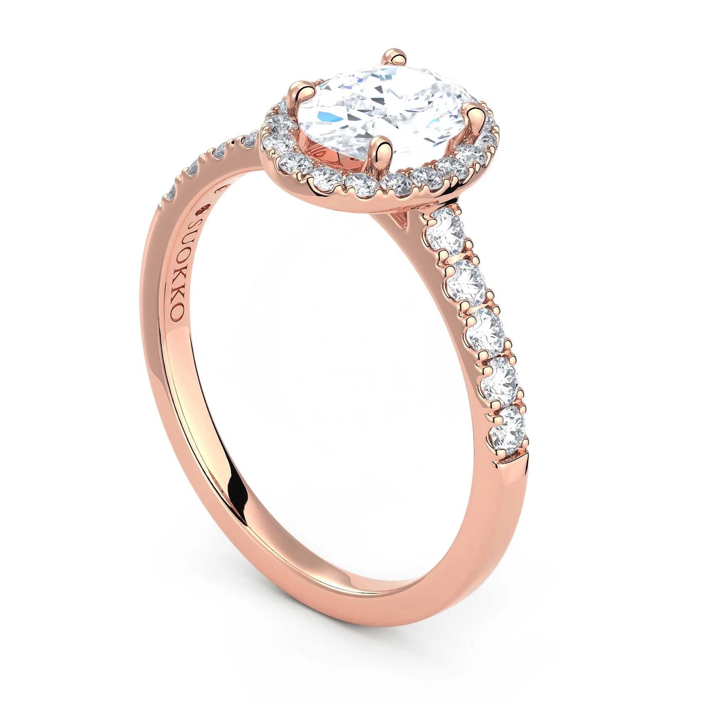 Suokko Timanttikorut -timanttisormus rosakultaa, jossa istutettuna 29 timanttia. Tuotekoodi KR18630OV7.5X5