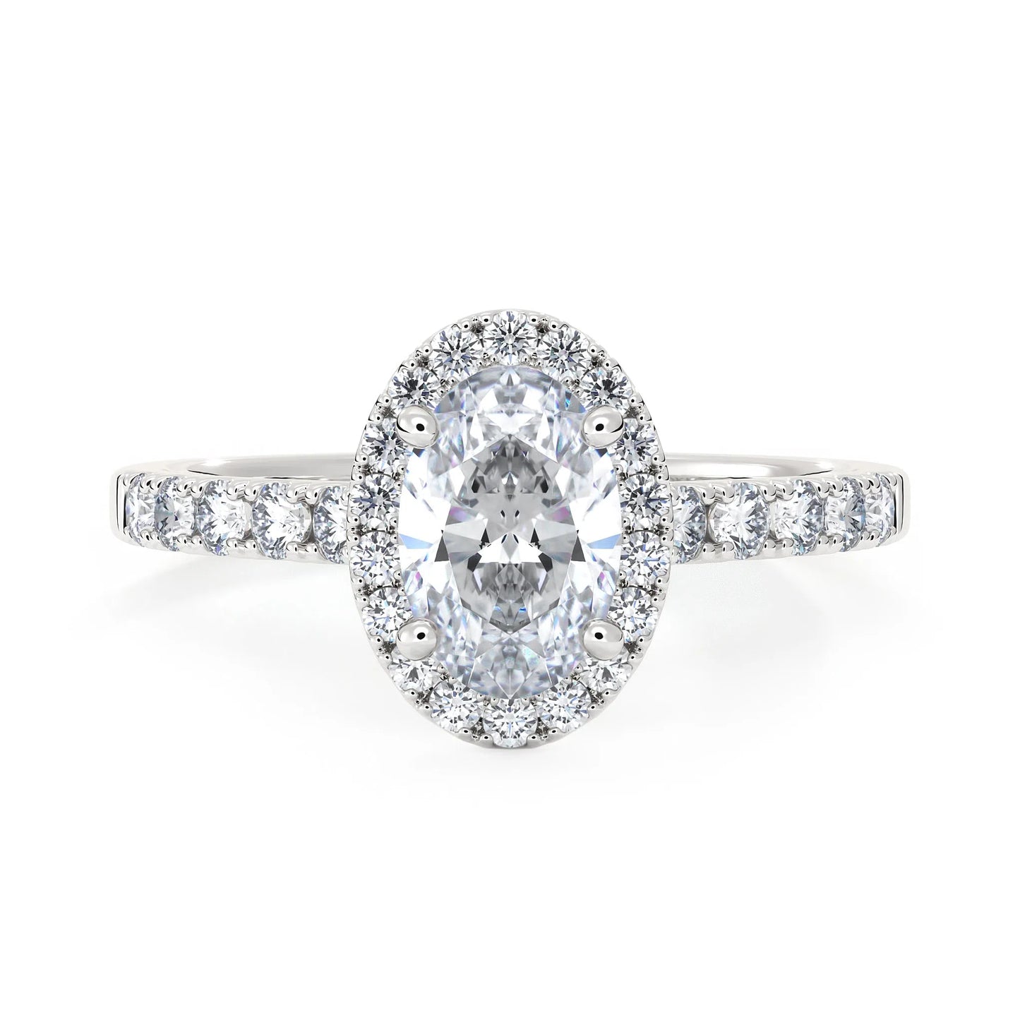 Suokko Timanttikorut -timanttisormus valkokultaa, jossa istutettuna 29 timanttia. Tuotekoodi KR18630OV7.5X5