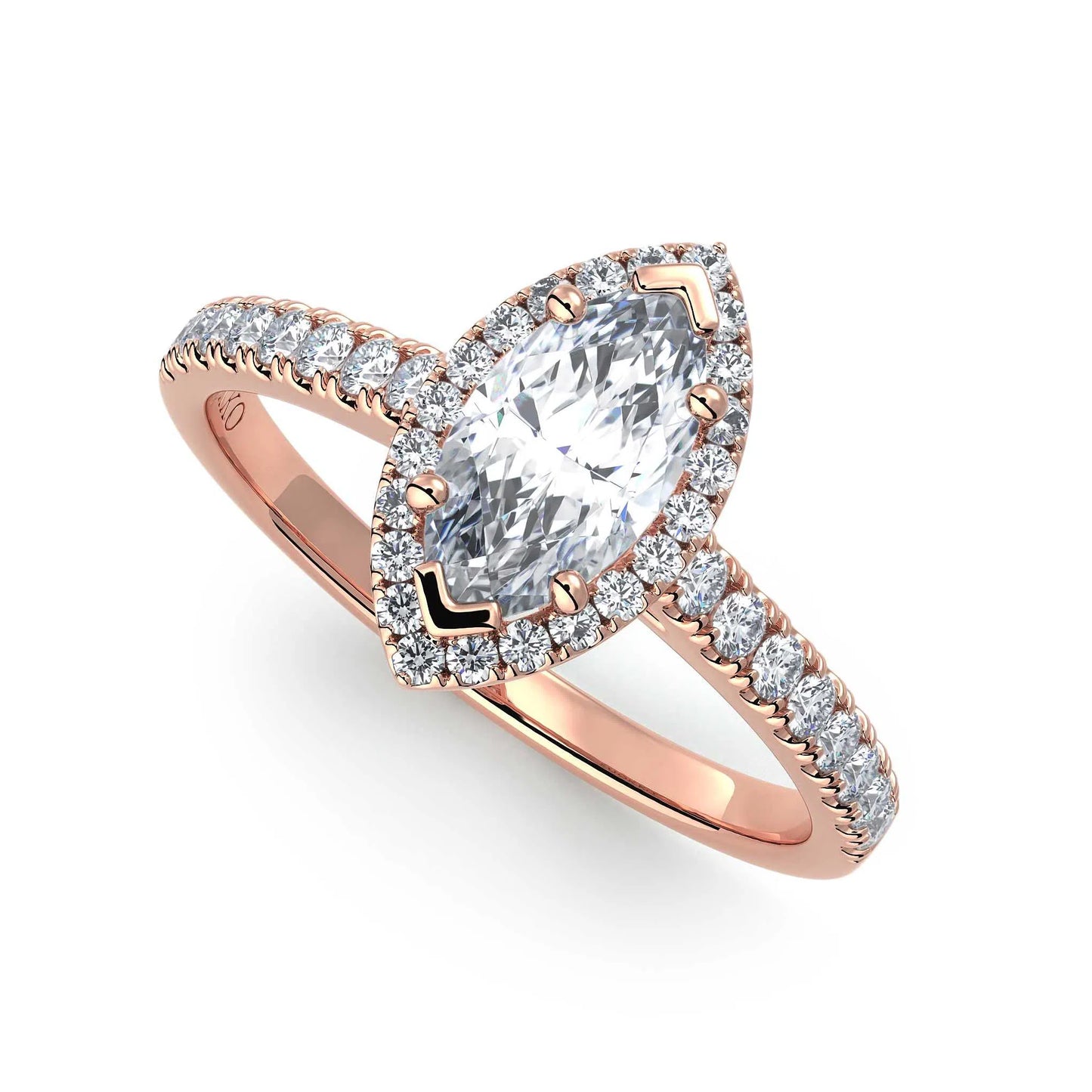 Suokko Timanttikorut -timanttisormus rosakultaa, jossa istutettuna 39 timanttia. Tuotekoodi KR18719MQ9X4.5