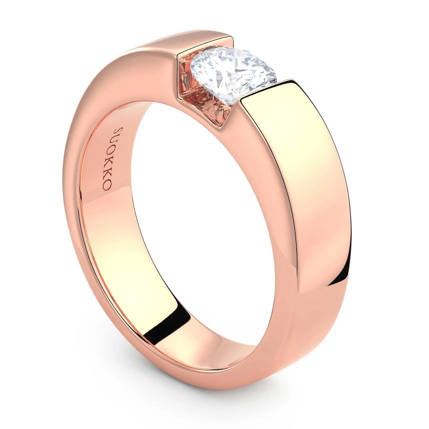 Suokko Timanttikorut -timanttisormus rosakultaa, jossa istutettuna yksi timantti. Tuotekoodi KR18720BR50