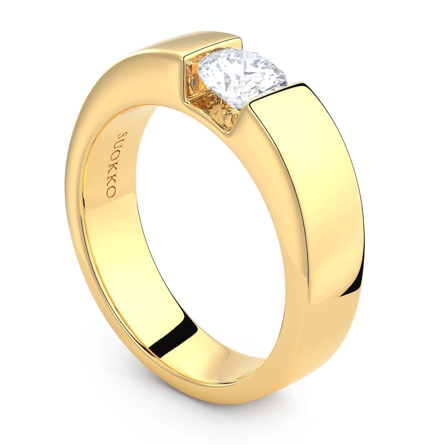 Suokko Timanttikorut -timanttisormus keltakultaa, jossa istutettuna yksi timantti. Tuotekoodi KR18720BR50