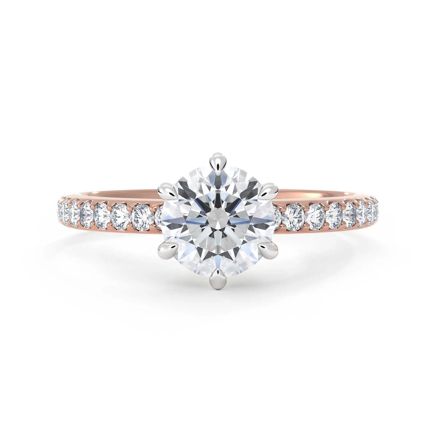 Suokko Timanttikorut -timanttisormus rosakultaa, jossa istutettuna 17 timanttia. Tuotekoodi KR19027BR90