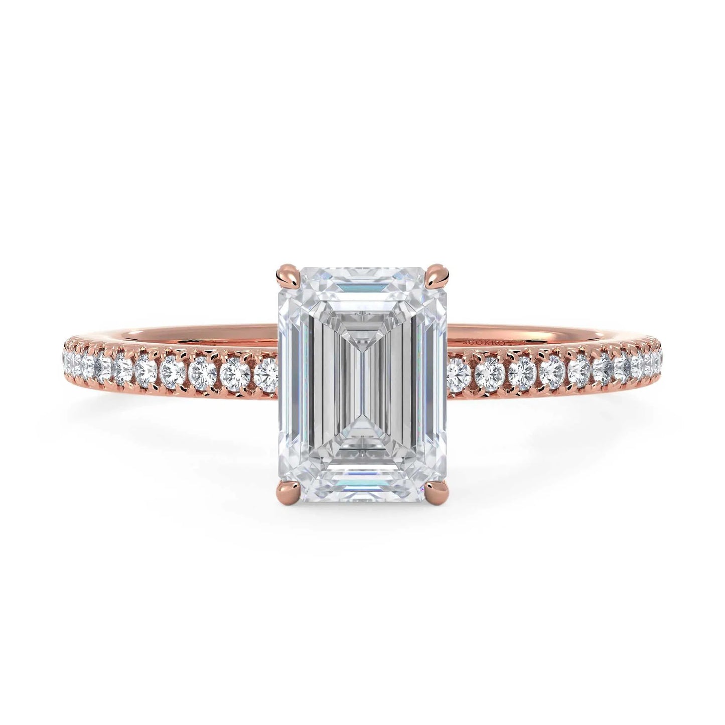 Suokko Timanttikorut -timanttisormus rosakultaa, jossa istutettuna 25 timanttia. Tuotekoodi KR19037EC100