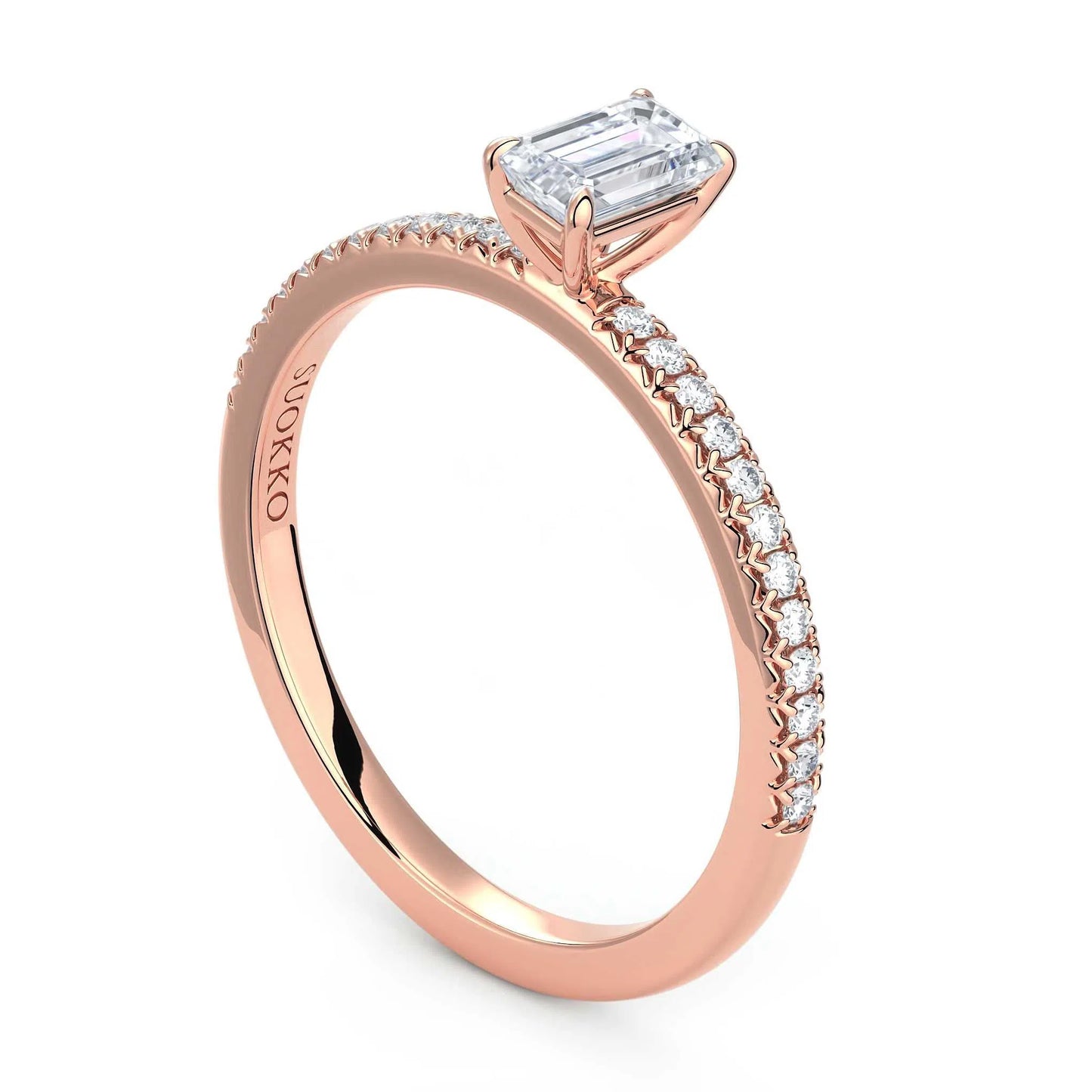 Suokko Timanttikorut -timanttisormus rosakultaa, jossa istutettuna 25 timanttia. Tuotekoodi KR19037EC30