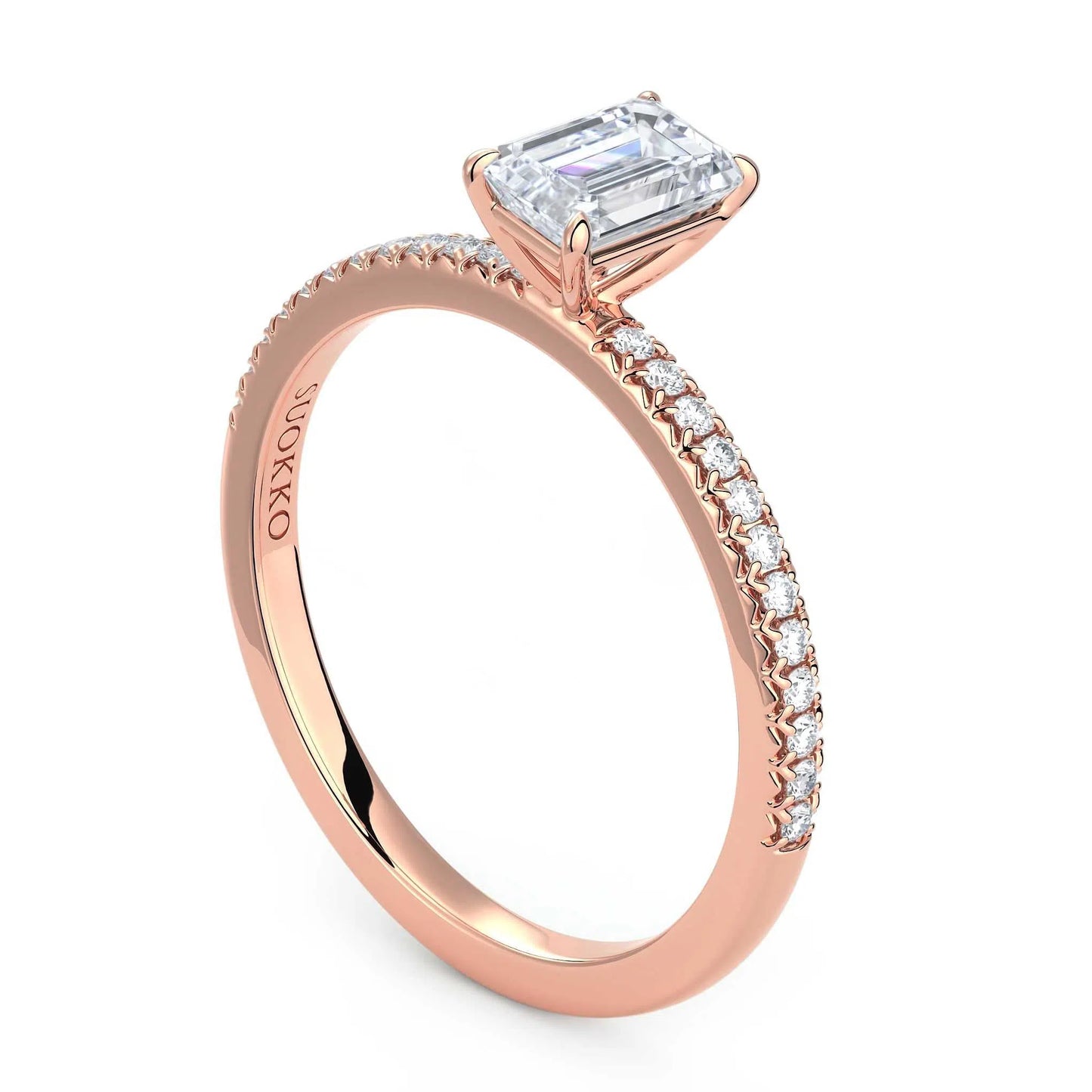 Suokko Timanttikorut -timanttisormus rosakultaa, jossa istutettuna 25 timanttia. Tuotekoodi KR19037EC50