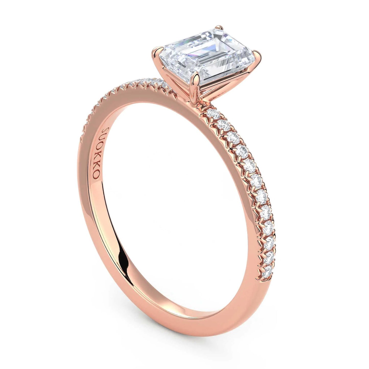 Suokko Timanttikorut -timanttisormus rosakultaa, jossa istutettuna 25 timanttia. Tuotekoodi KR19037EC75