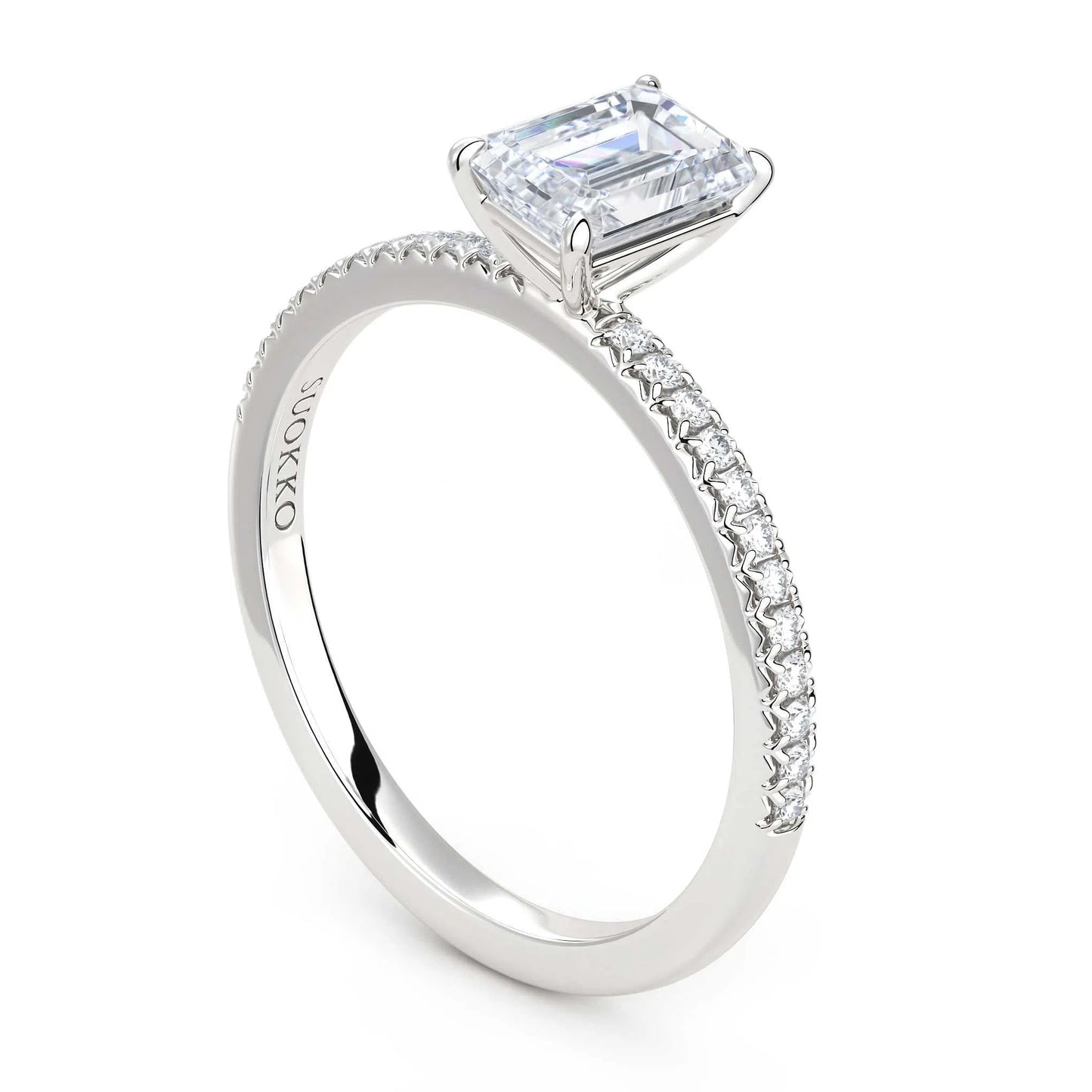 Suokko Timanttikorut -timanttisormus valkokultaa, jossa istutettuna 25 timanttia. Tuotekoodi KR19037EC75