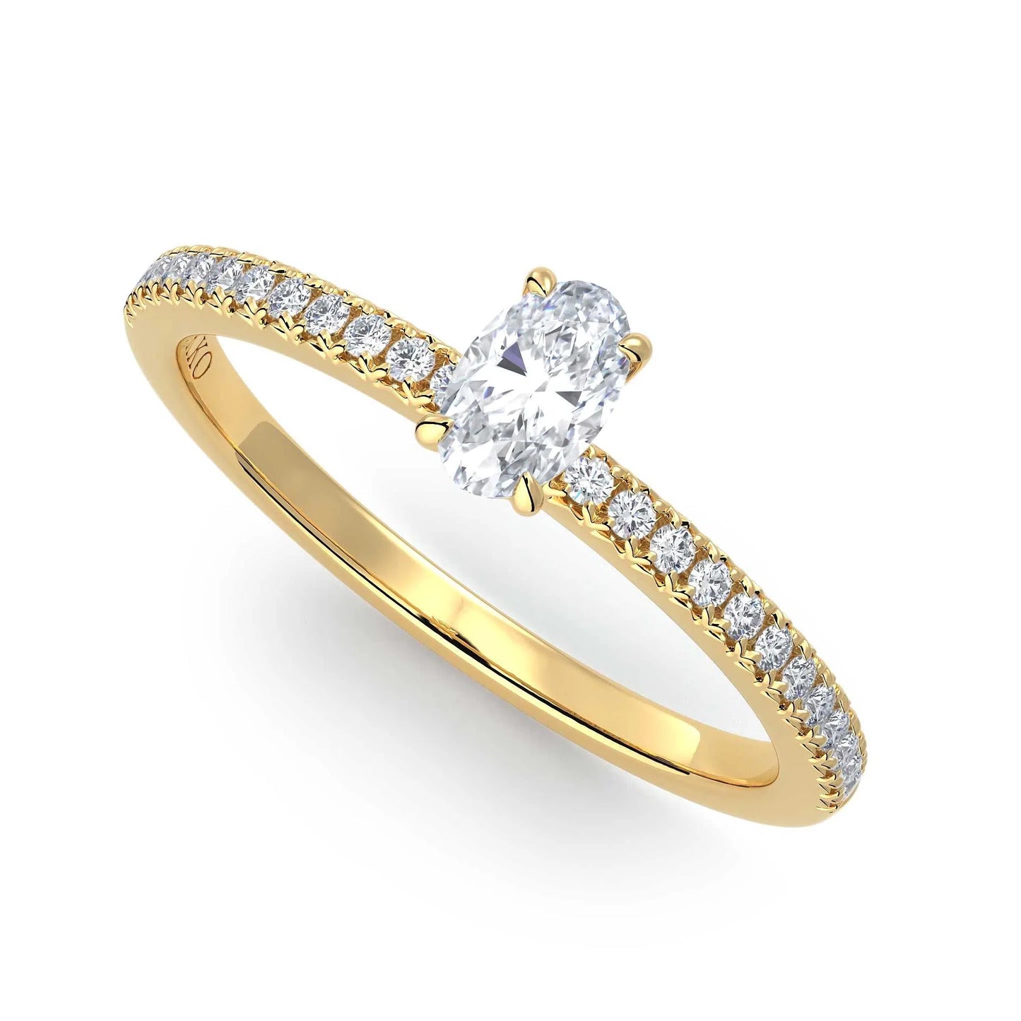 Suokko Timanttikorut -timanttisormus keltakultaa, jossa istutettuna 25 timanttia. Tuotekoodi KR19038OV30