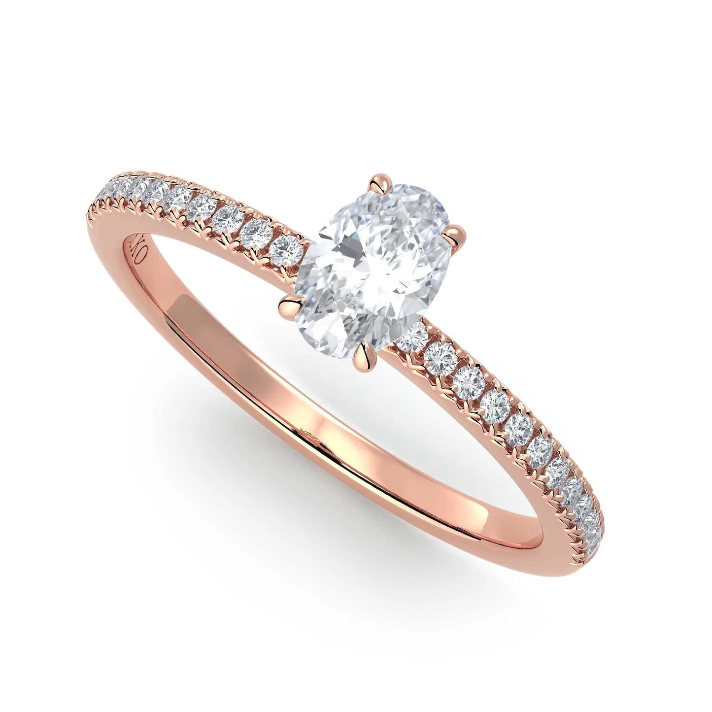 Suokko Timanttikorut -timanttisormus rosakultaa, jossa istutettuna 25 timanttia. Tuotekoodi KR19038OV50