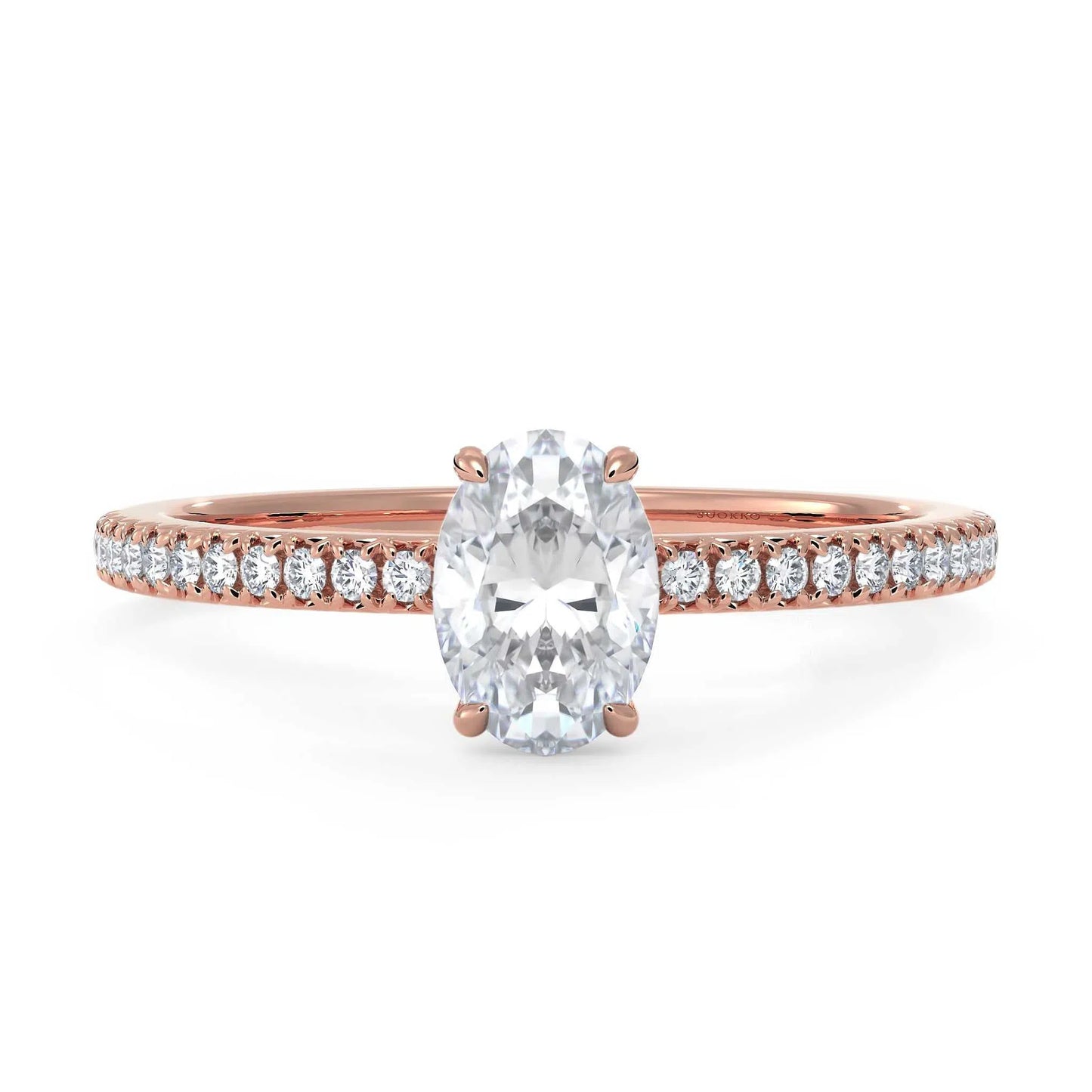 Suokko Timanttikorut -timanttisormus rosakultaa, jossa istutettuna 25 timanttia. Tuotekoodi KR19038OV75