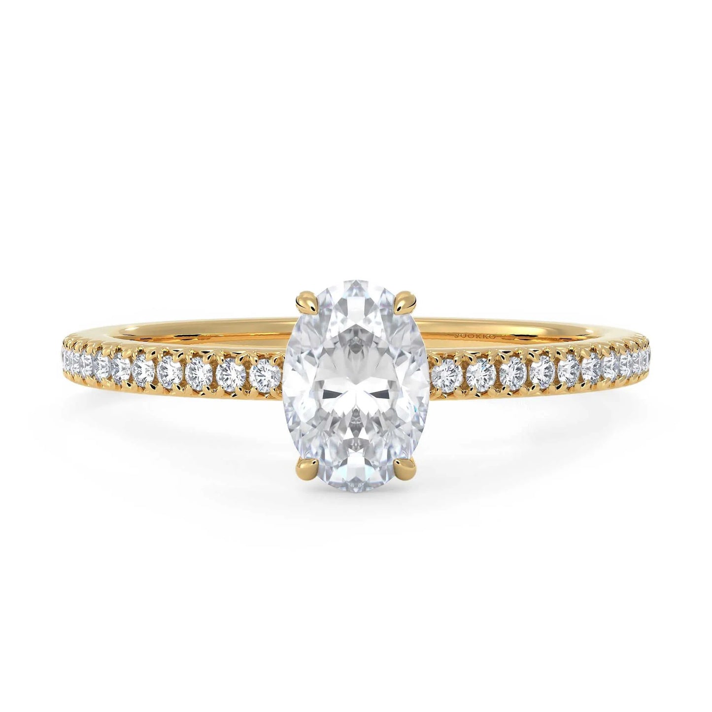 Suokko Timanttikorut -timanttisormus keltakultaa, jossa istutettuna 25 timanttia. Tuotekoodi KR19038OV75
