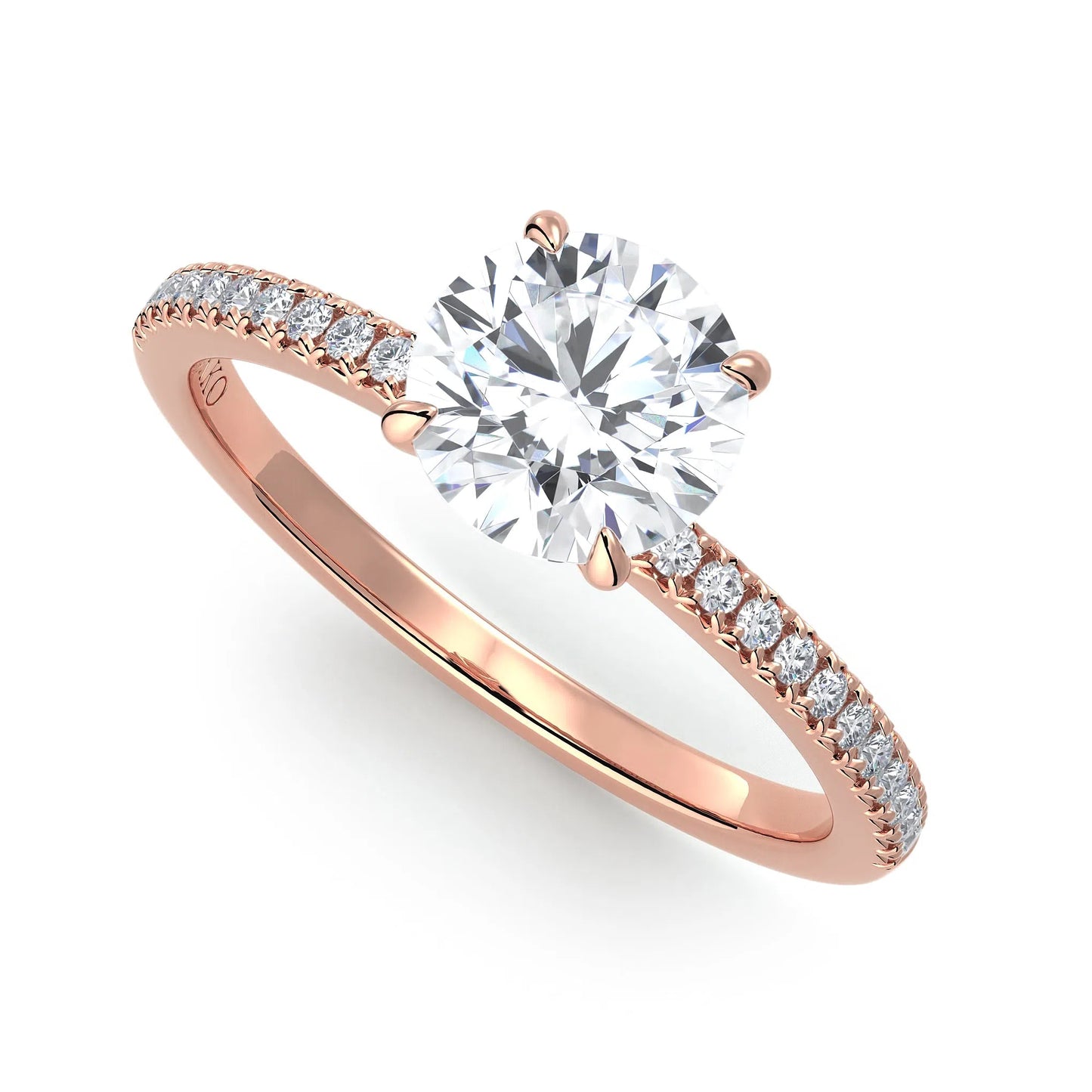 Suokko Timanttikorut -timanttisormus rosakultaa, jossa istutettuna 25 timanttia. Tuotekoodi KR19039BR100