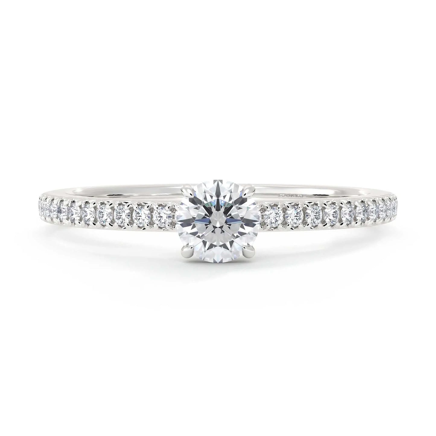 Suokko Timanttikorut -timanttisormus valkokultaa, jossa istutettuna 25 timanttia. Tuotekoodi KR19039BR30