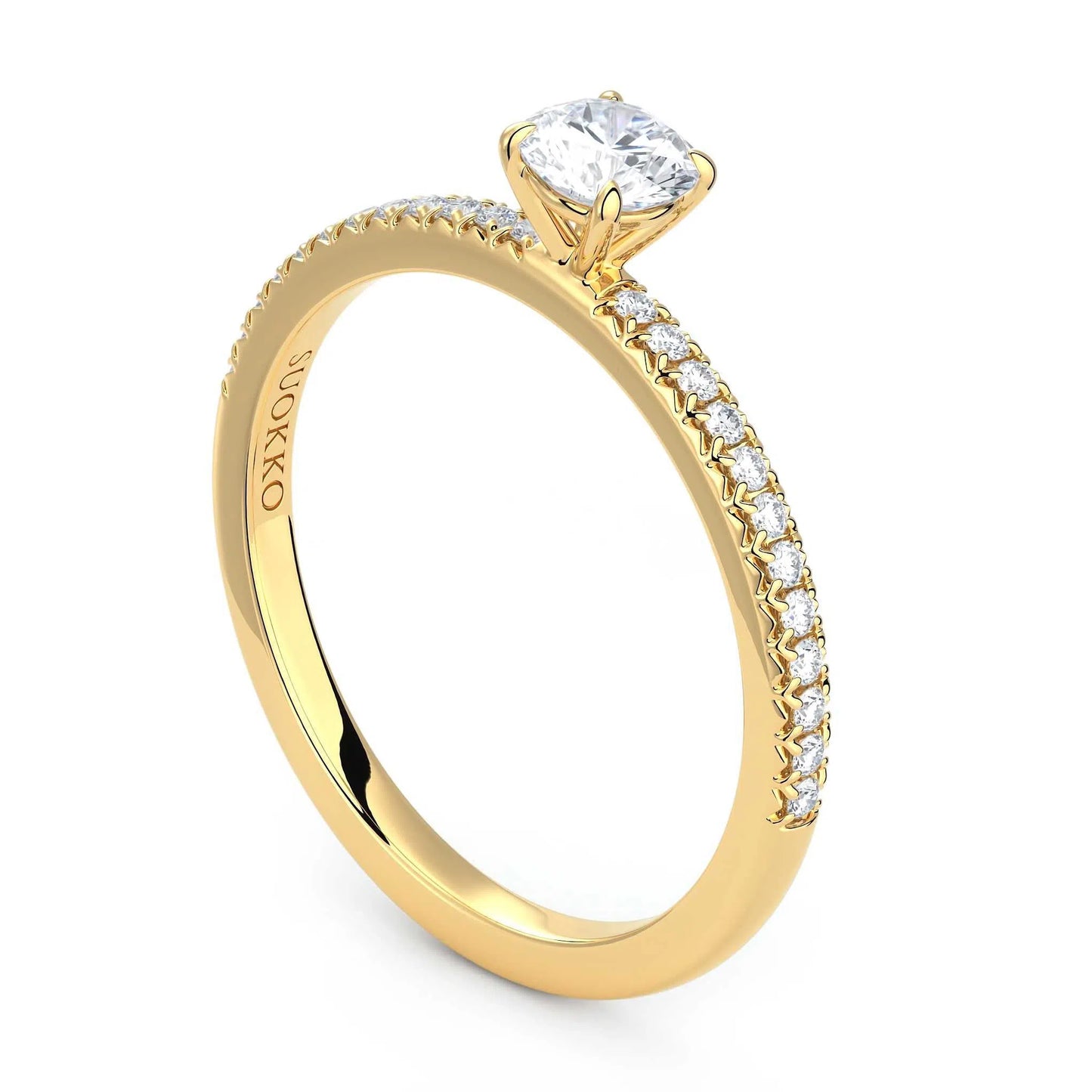 Suokko Timanttikorut -timanttisormus keltakultaa, jossa istutettuna 25 timanttia. Tuotekoodi KR19039BR30