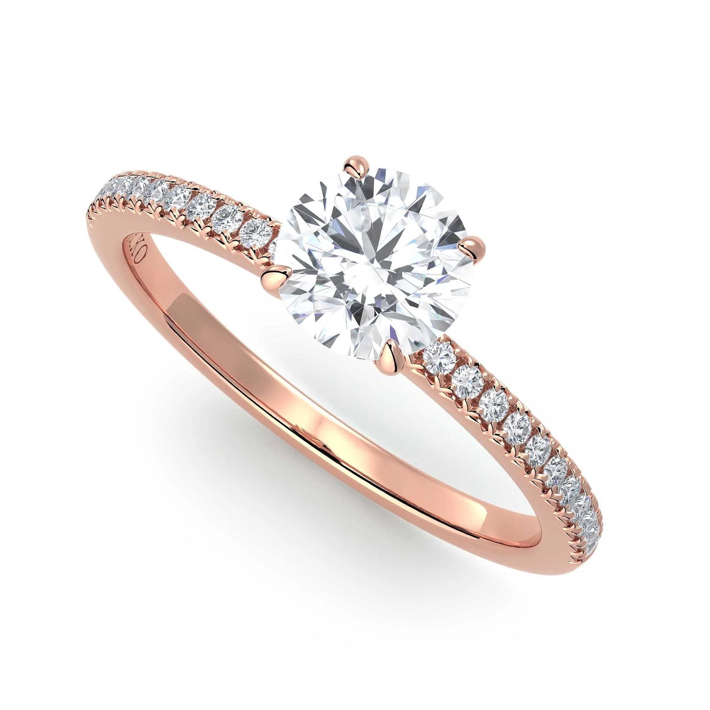 Suokko Timanttikorut -timanttisormus rosakultaa, jossa istutettuna 25 timanttia. Tuotekoodi KR19039BR75