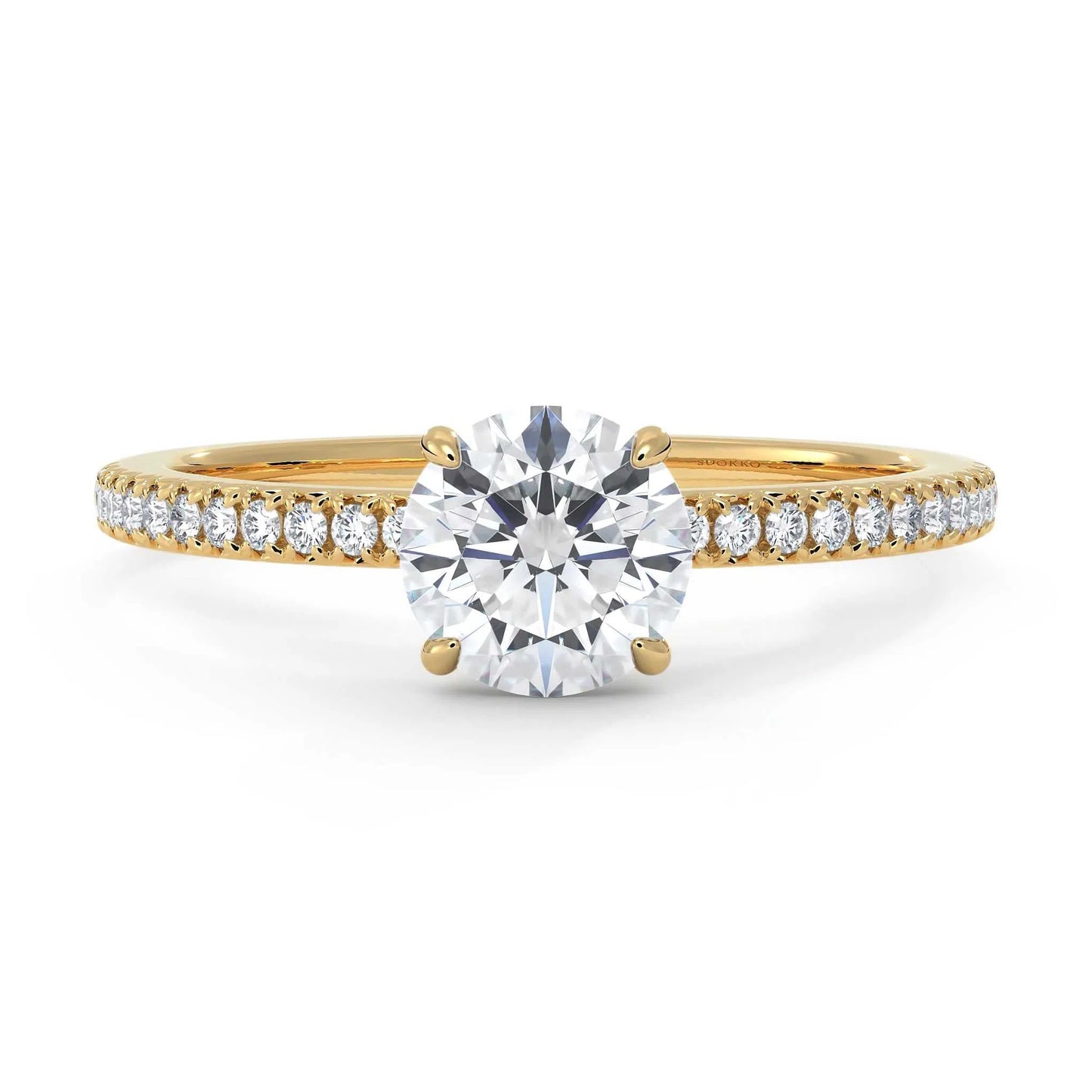 Suokko Timanttikorut -timanttisormus keltakultaa, jossa istutettuna 25 timanttia. Tuotekoodi KR19039BR75