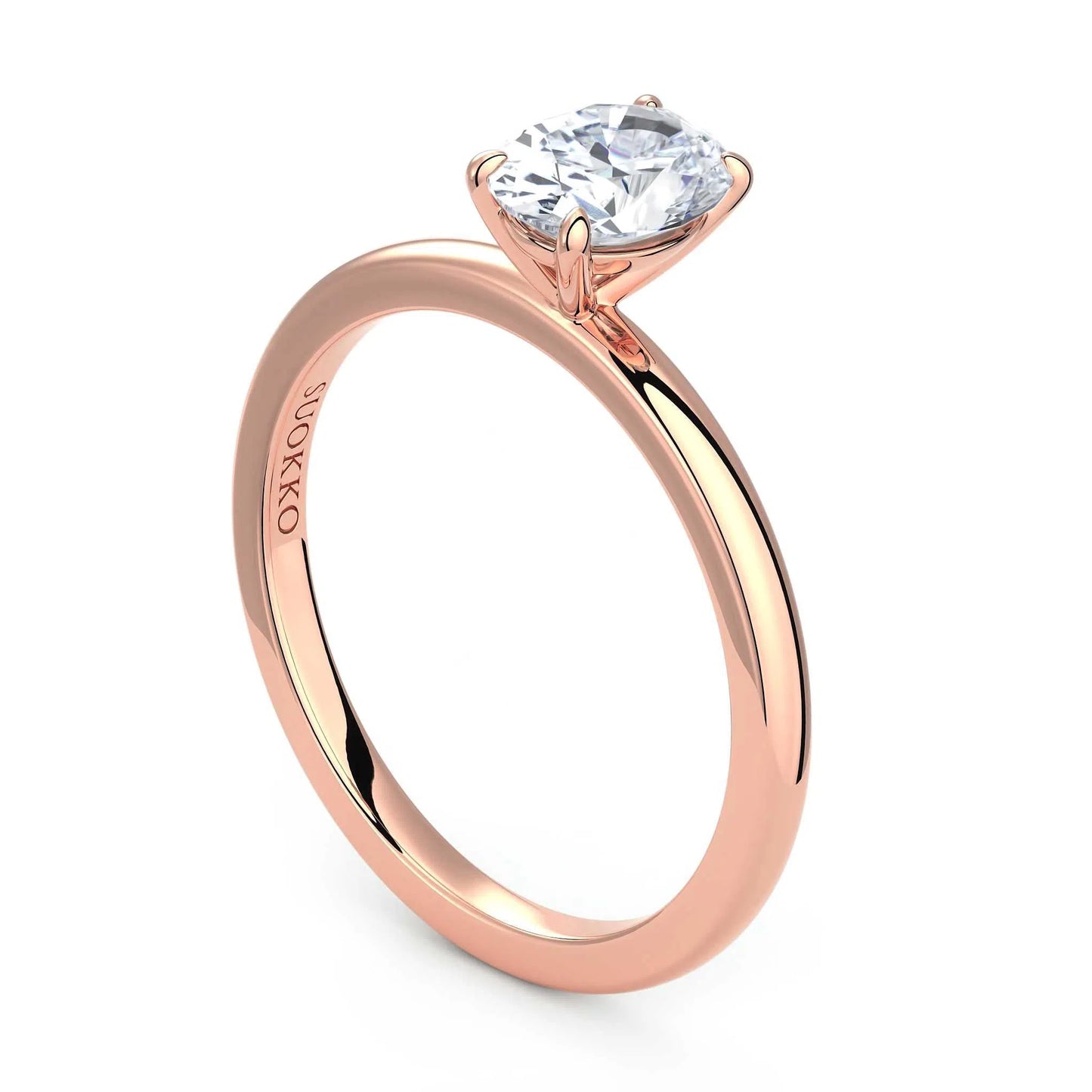 Suokko Timanttikorut -timanttisormus rosakultaa, jossa istutettuna yksi timantti. Tuotekoodi KR19041OV100