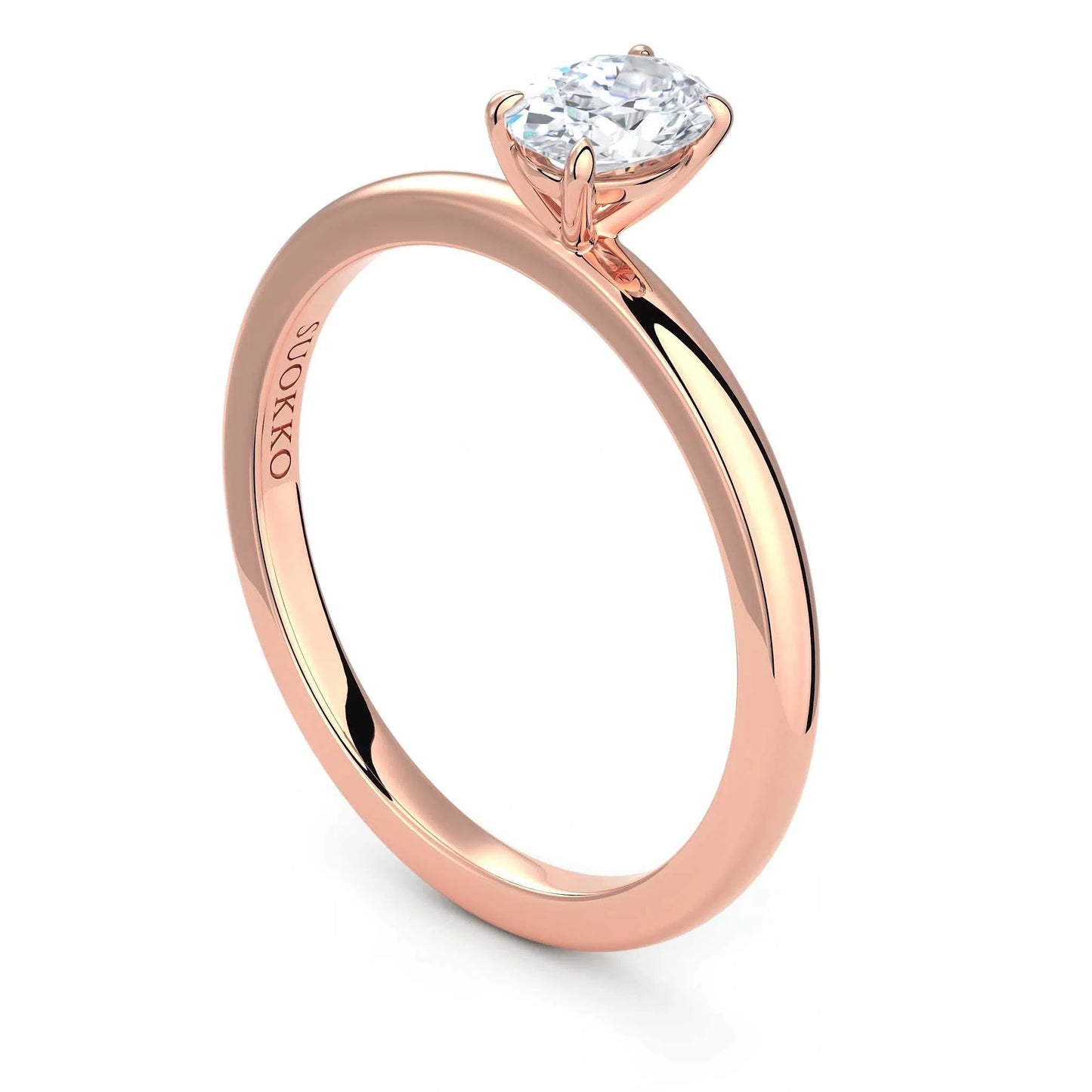 Suokko Timanttikorut -timanttisormus rosakultaa, jossa istutettuna yksi timantti. Tuotekoodi KR19041OV50