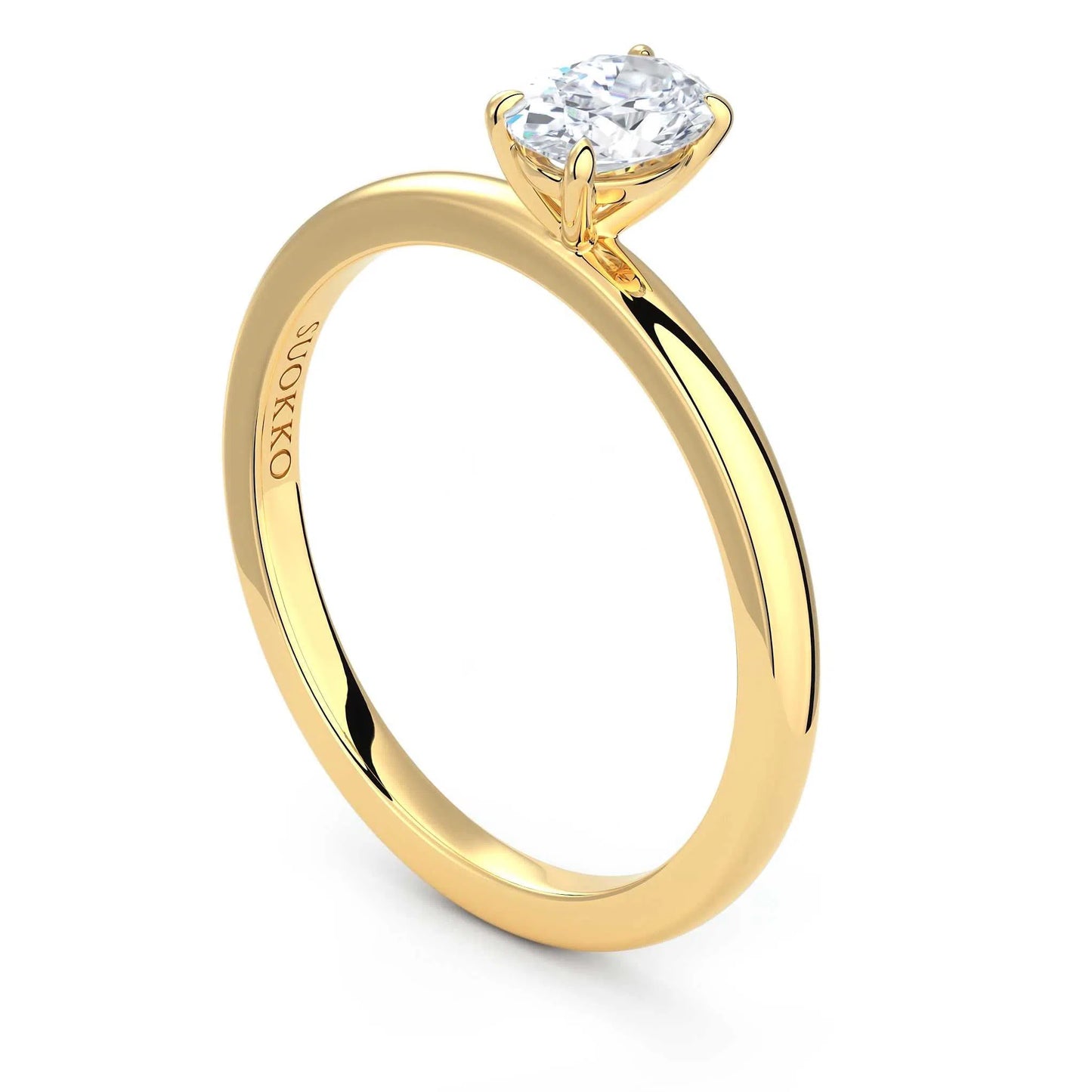 Suokko Timanttikorut -timanttisormus keltakultaa, jossa istutettuna yksi timantti. Tuotekoodi KR19041OV50