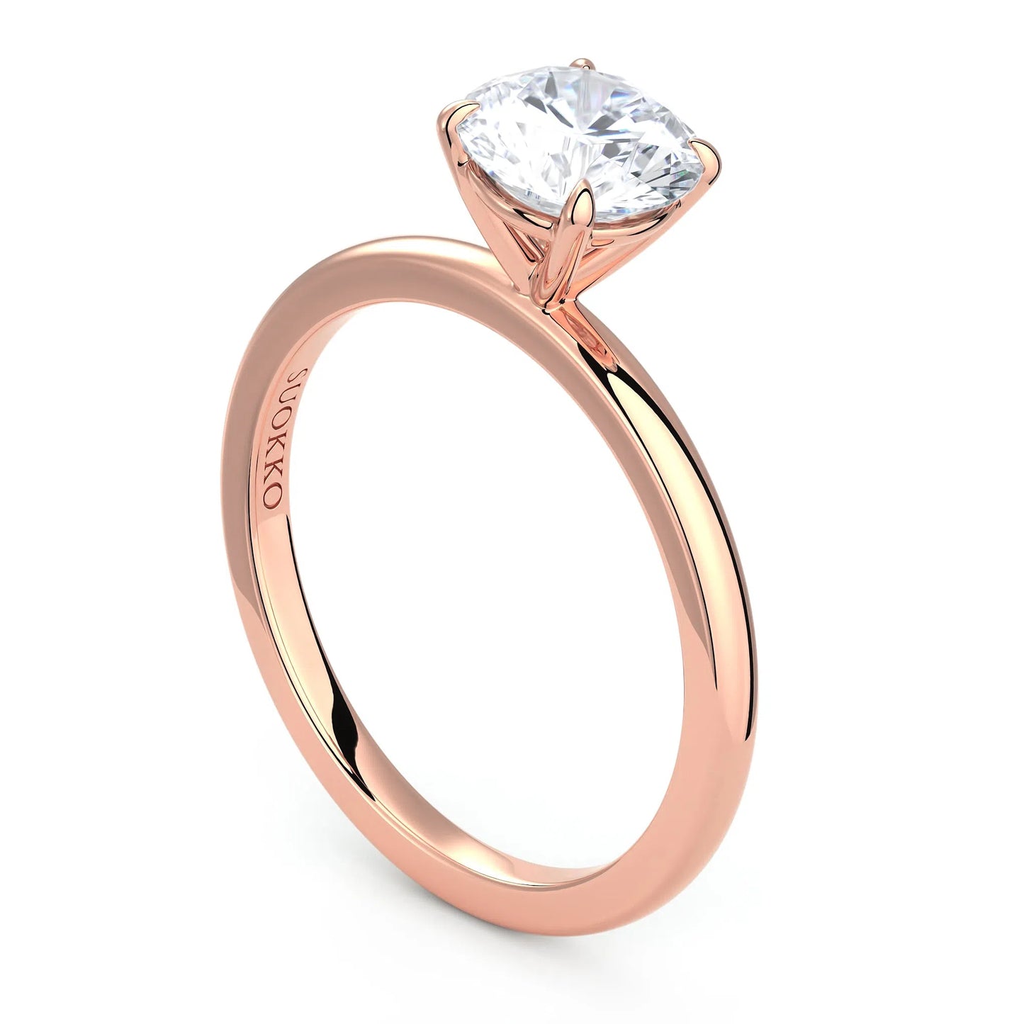 Suokko Timanttikorut -timanttisormus rosakultaa, jossa istutettuna yksi timantti. Tuotekoodi KR19042BR100