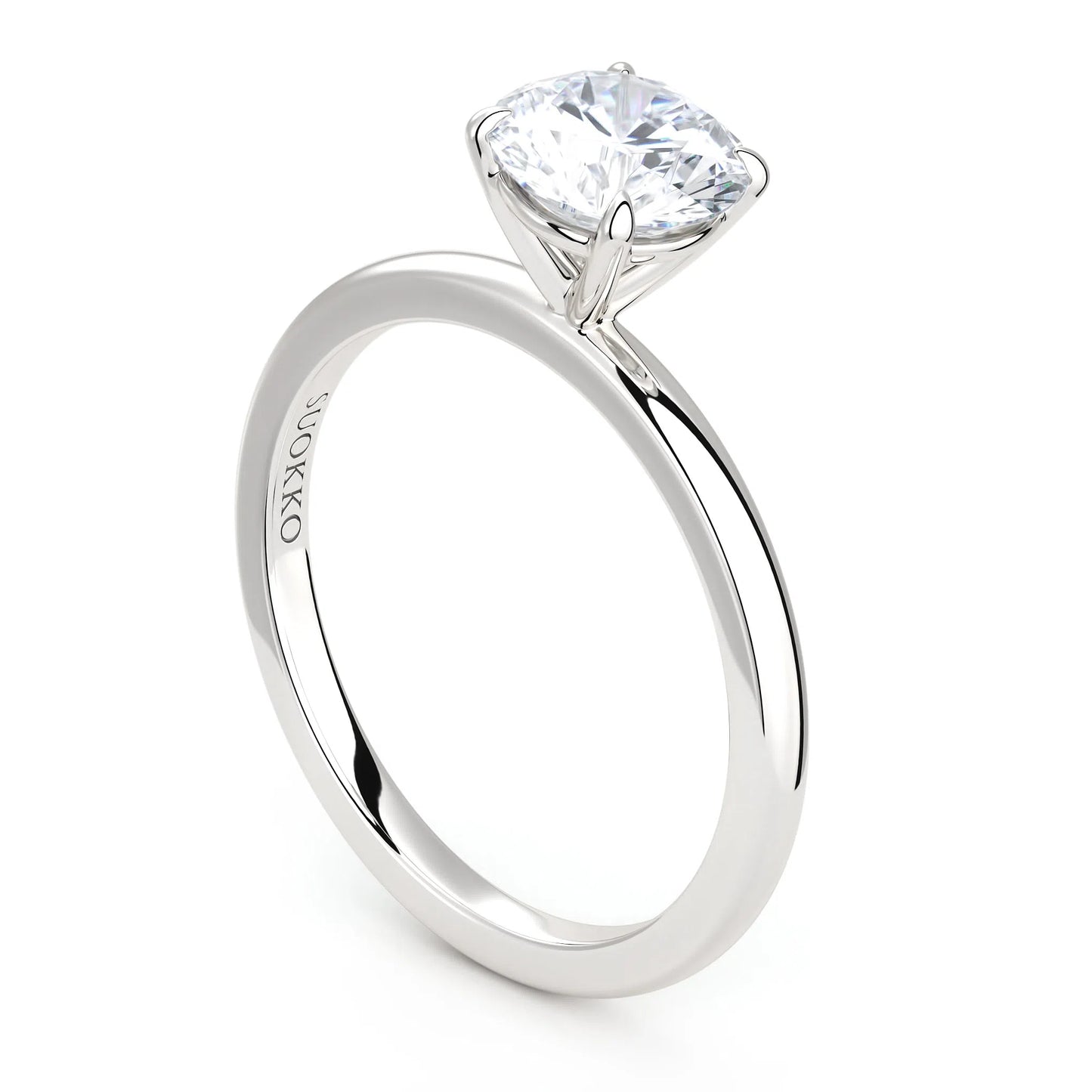 Suokko Timanttikorut -timanttisormus valkokultaa, jossa istutettuna yksi timantti. Tuotekoodi KR19042BR100