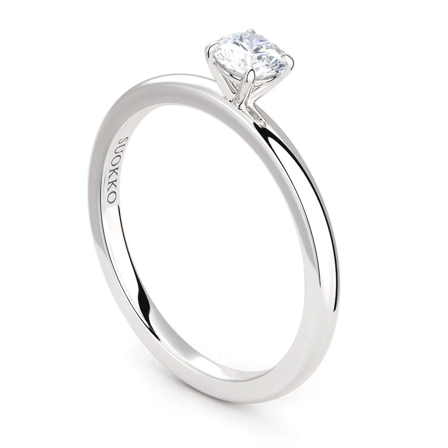 Suokko Timanttikorut -timanttisormus valkokultaa, jossa istutettuna yksi timantti. Tuotekoodi KR19042BR30
