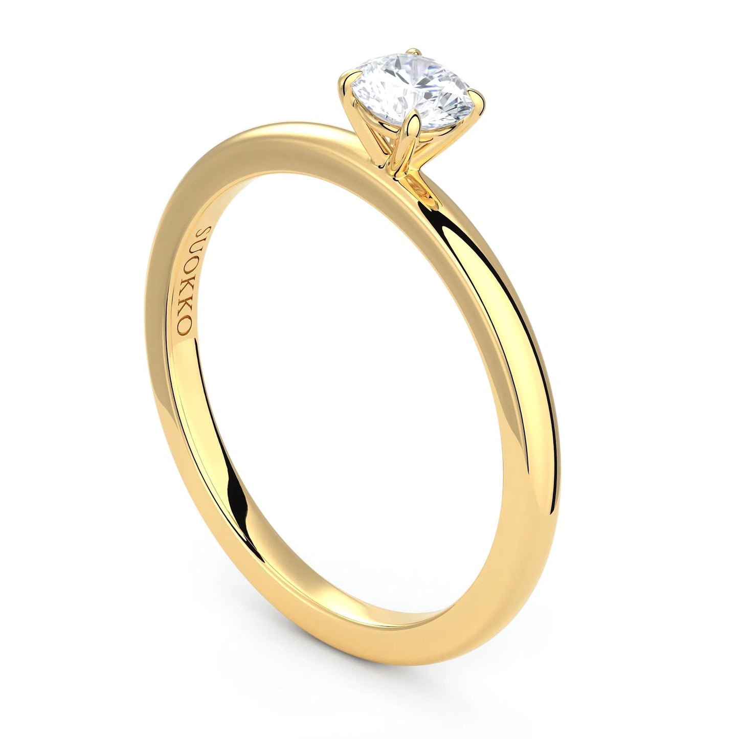 Suokko Timanttikorut -timanttisormus keltakultaa, jossa istutettuna yksi timantti. Tuotekoodi KR19042BR30