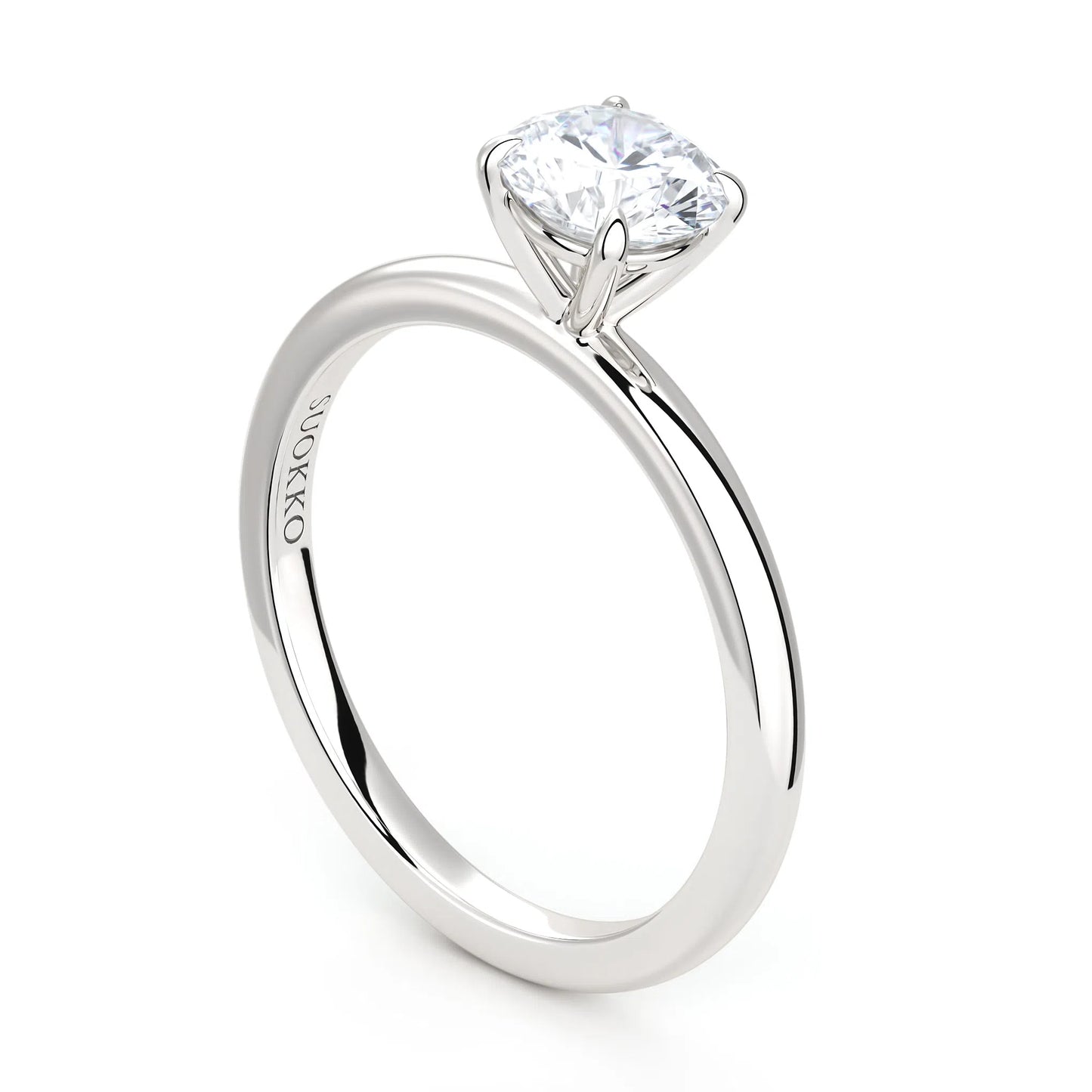 Suokko Timanttikorut -timanttisormus valkokultaa, jossa istutettuna yksi timantti. Tuotekoodi KR19042BR75