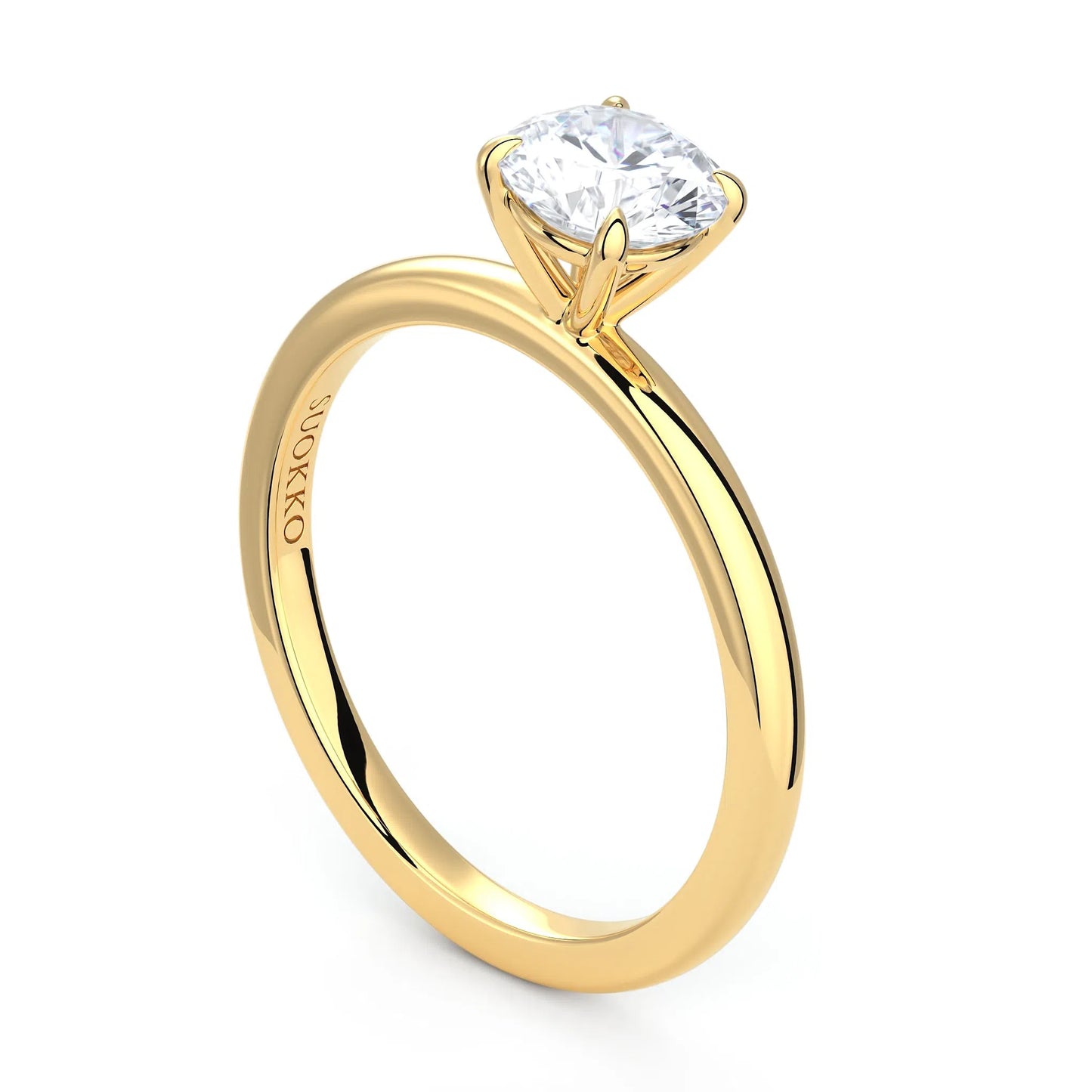 Suokko Timanttikorut -timanttisormus keltakultaa, jossa istutettuna yksi timantti. Tuotekoodi KR19042BR75