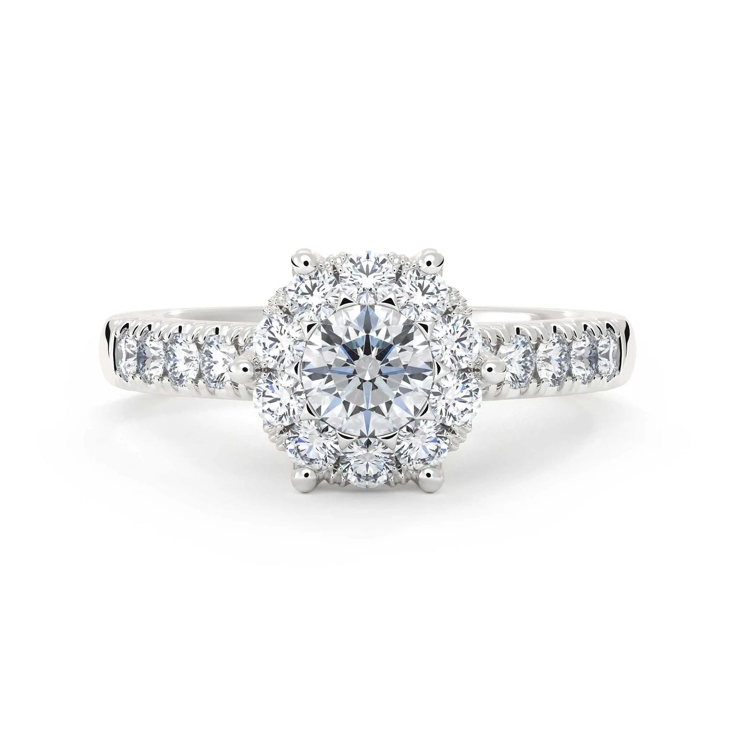 Suokko Timanttikorut -timanttisormus valkokultaa, jossa istutettuna 21 timanttia. Tuotekoodi KR19106