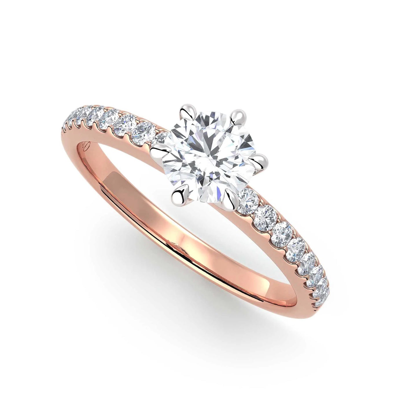 Suokko Timanttikorut -timanttisormus rosakultaa, jossa istutettuna 17 timanttia. Tuotekoodi KR19389BR50