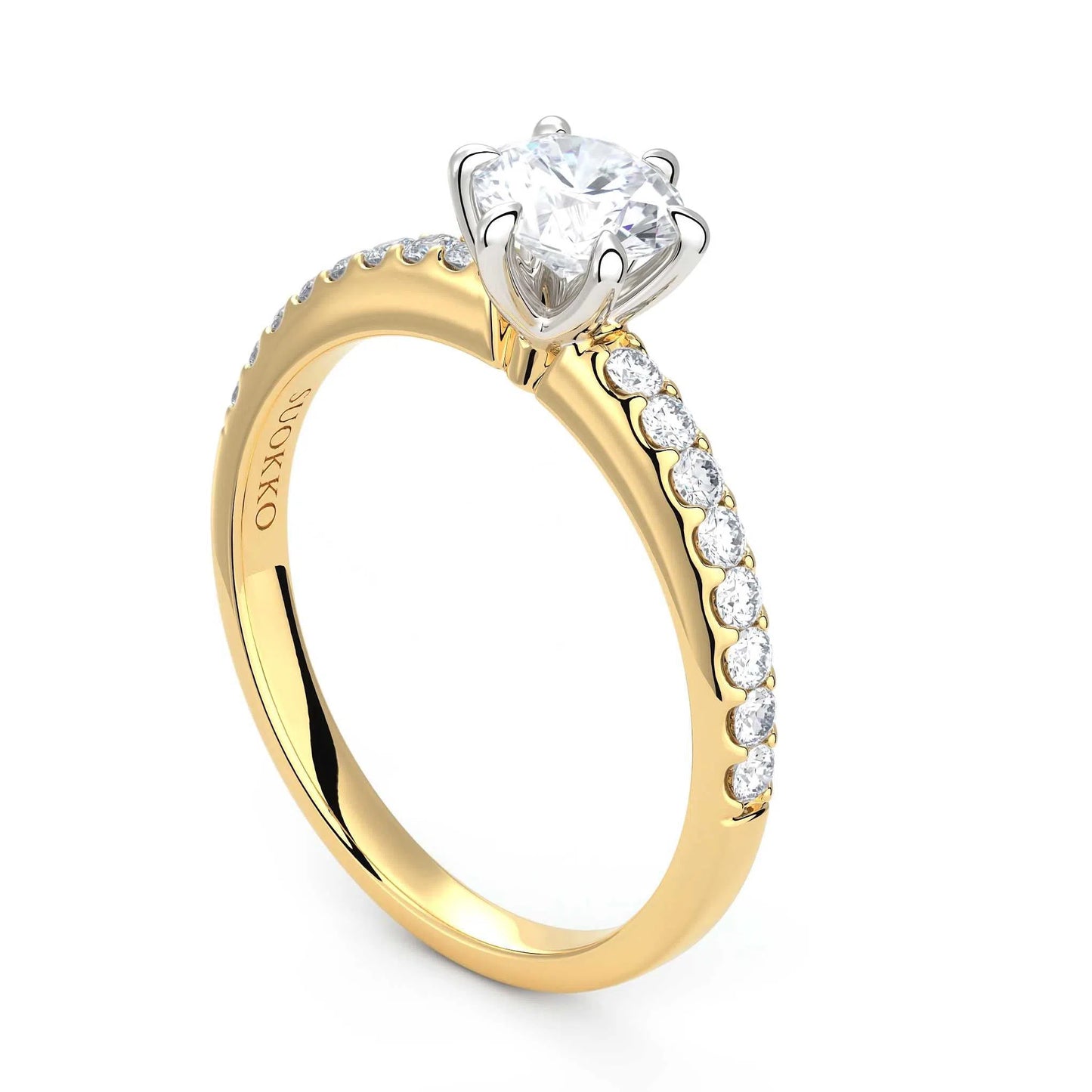 Suokko Timanttikorut -timanttisormus keltakultaa, jossa istutettuna 17 timanttia. Tuotekoodi KR19389BR50