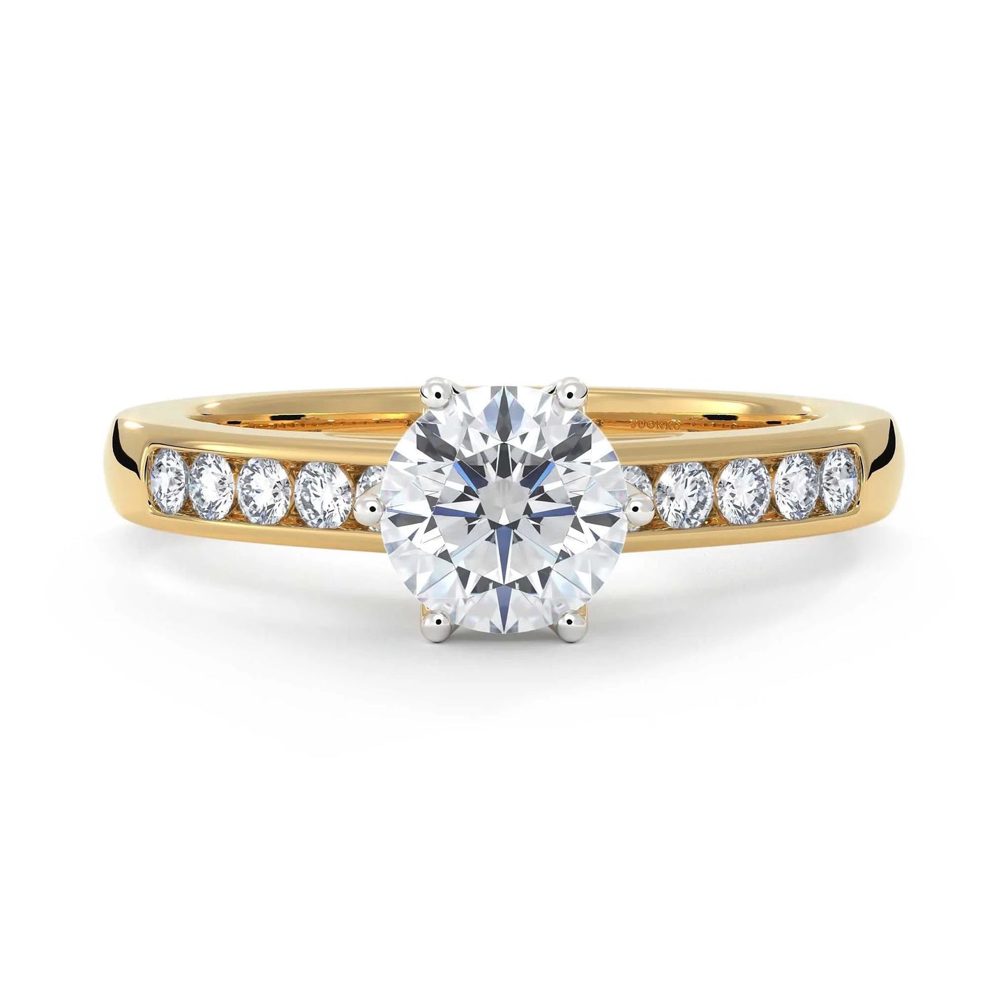 Suokko Timanttikorut -timanttisormus keltakultaa, jossa istutettuna 11 timanttia. Tuotekoodi KR19558BR100