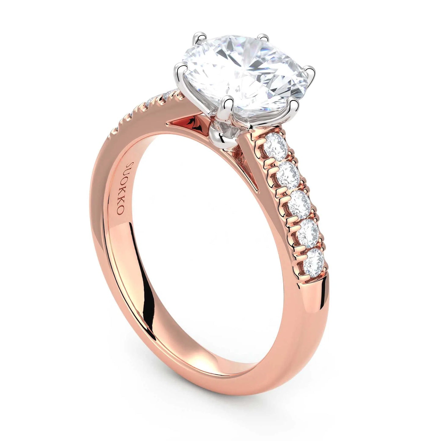 Suokko Timanttikorut -timanttisormus rosakultaa, jossa istutettuna 11 timanttia. Tuotekoodi KR19559BR250