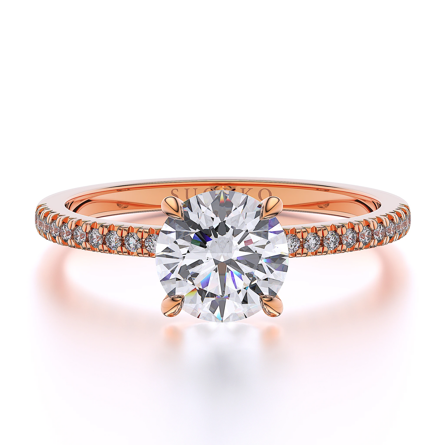 Suokko Timanttikorut -timanttisormus ruusukultaa, jossa istutettuna 23 timanttia. Tuotekoodi SR002BR150