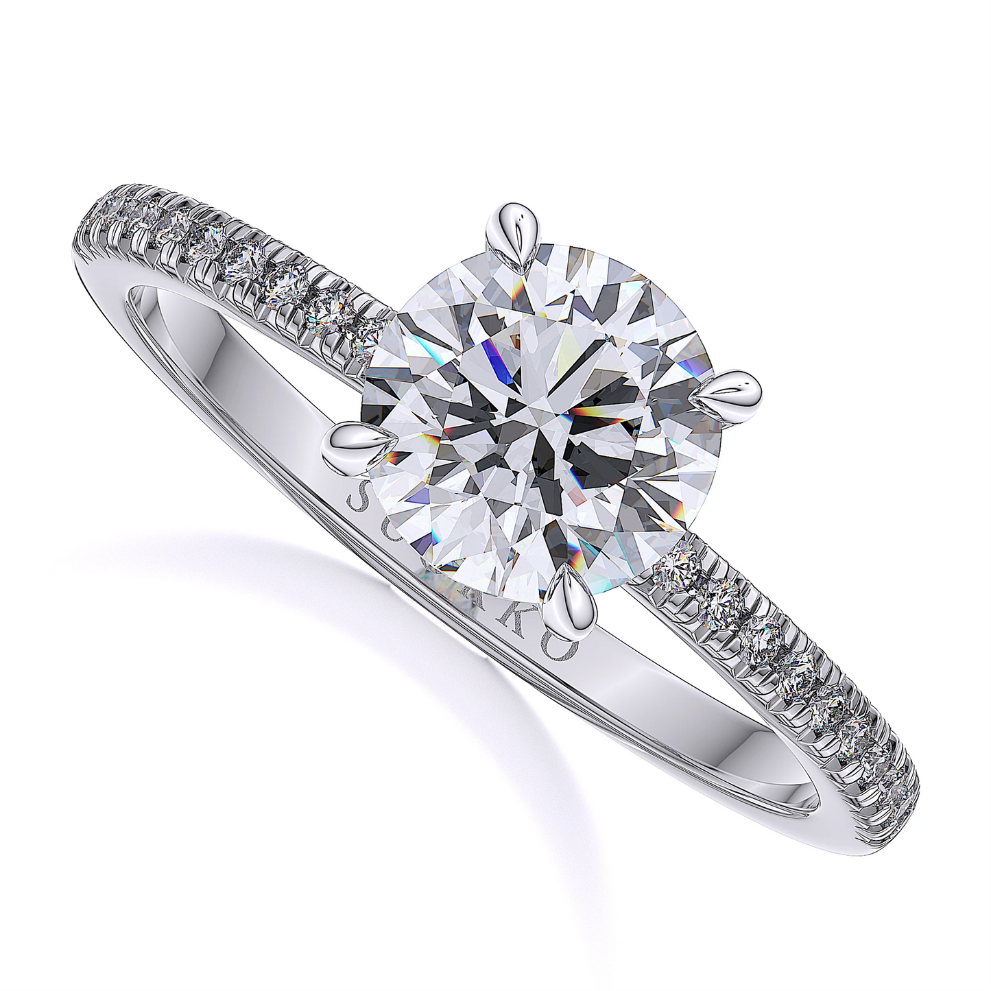 Suokko Timanttikorut -timanttisormus valkokultaa, jossa istutettuna 23 timanttia. Tuotekoodi SR002BR150