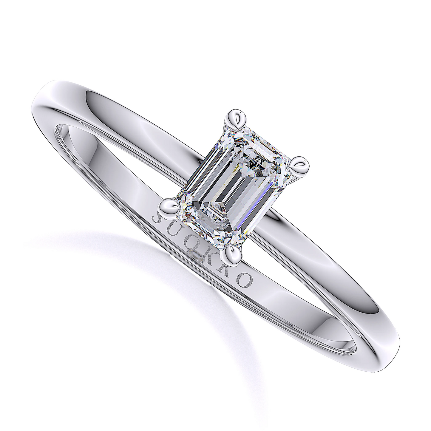 Suokko Timanttikorut -timanttisormus valkokultaa, jossa istutettuna 1 timantti. Tuotekoodi SR005EM50