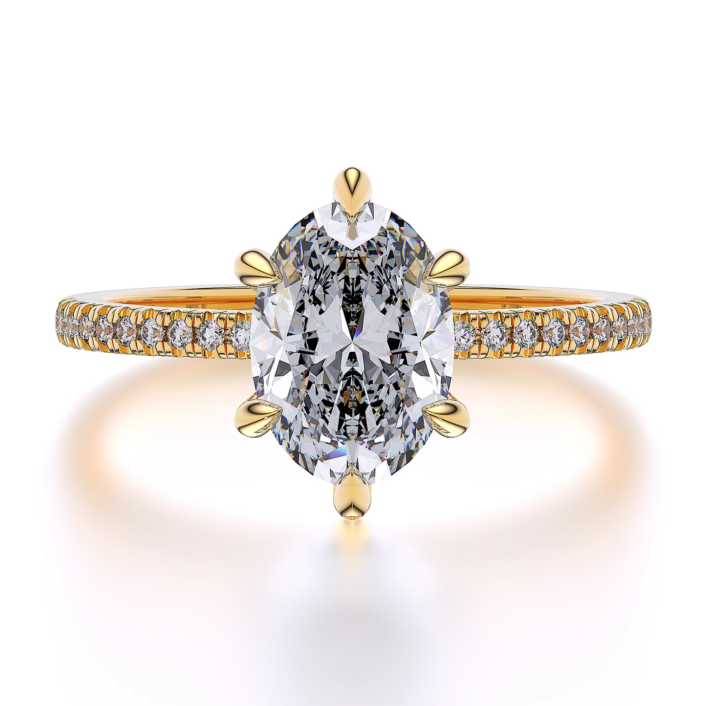 Suokko Timanttikorut -timanttisormus keltakultaa, jossa istutettuna 23 timanttia. Tuotekoodi SR008OV200