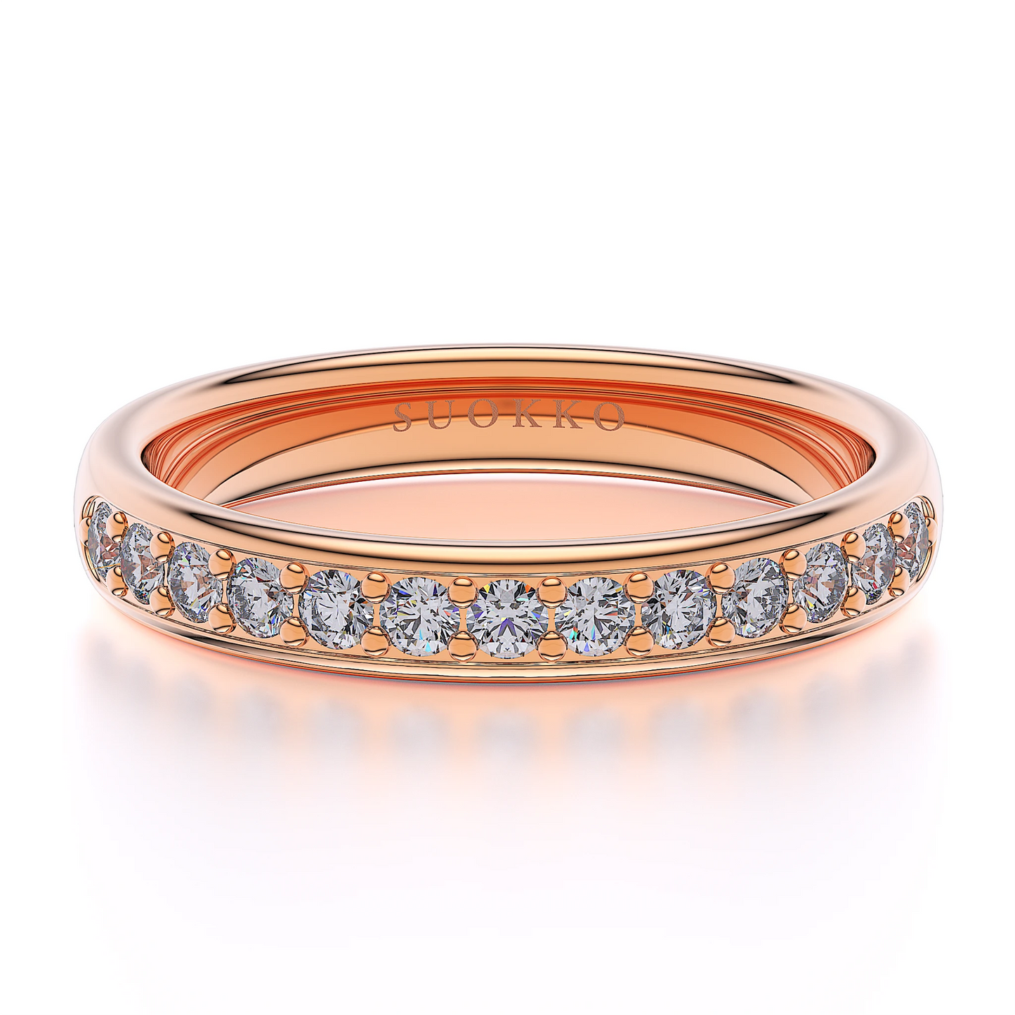 Suokko Timanttikorut -timanttisormus ruusukultaa, jossa istutettuna 13 timanttia. Tuotekoodi SR224