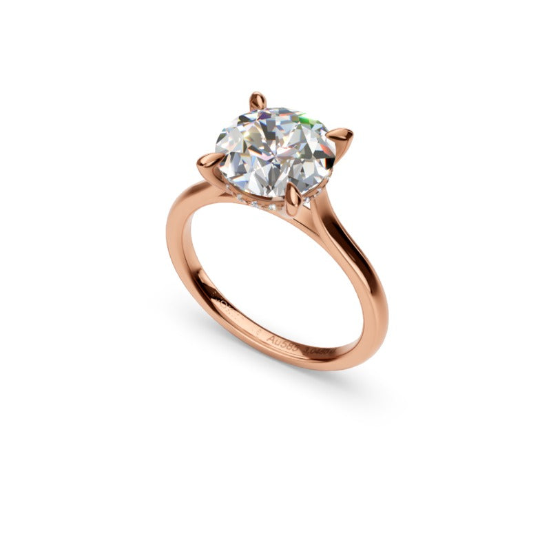 Amanda S A BR300 17 – ruusukultainen solitaire-sormus, toiselta sivulta