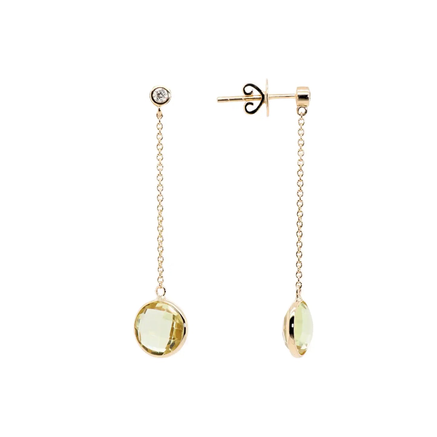 Jalokivikorvakorut | 14 ka keltakulta | Timantit ja sitruunakvartsit | Suokko Jalokivikorut | 24738-QL