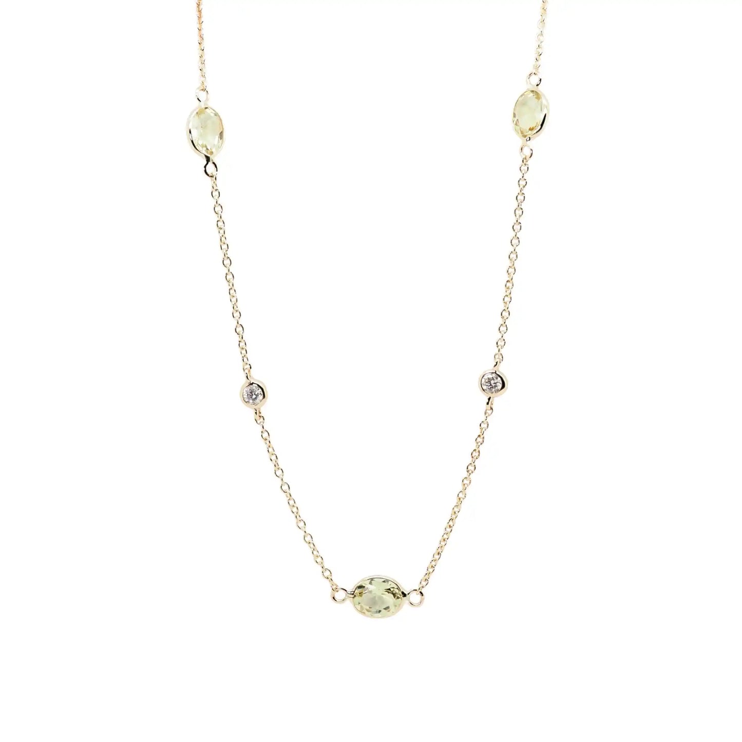 Jalokivikaulakoru | 14 ka keltakulta | Timantit ja sitruunakvartsit | Suokko Jalokivikorut | 44771-QL3