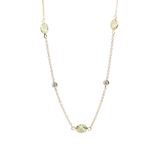 Jalokivikaulakoru | 14 ka keltakulta | Timantit ja sitruunakvartsit | Suokko Jalokivikorut | 44771-QL3