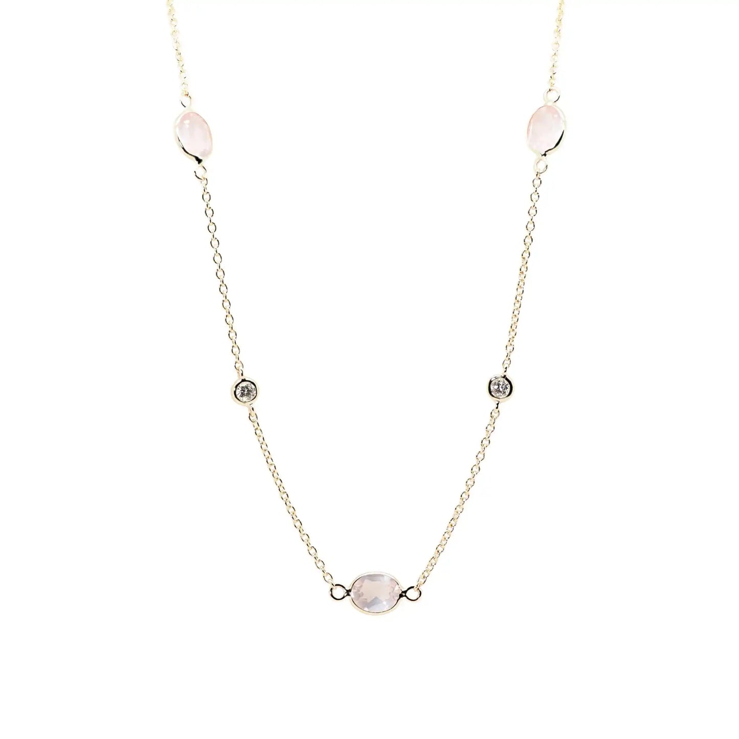 Jalokivikaulakoru | 14 ka keltakulta | Timantit ja ruusukvartsit | Suokko Jalokivikorut | 44771-QR3