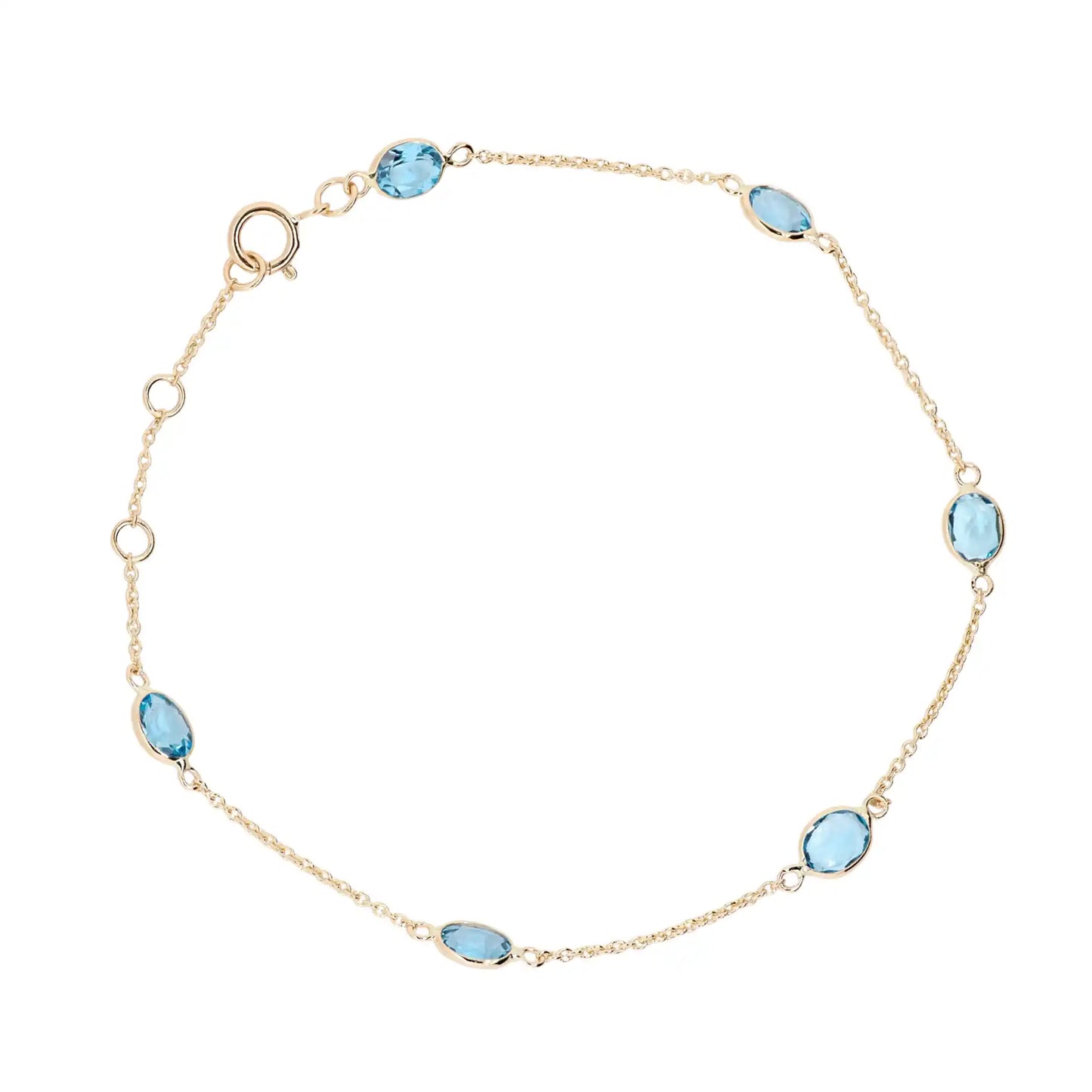 Jalokivirannekoru | 14 ka keltakulta | Siniset topaasit | Suokko Jalokivikorut | 55931-BS11