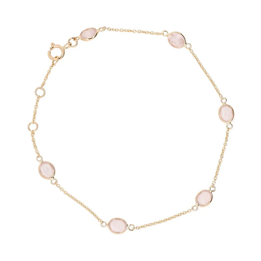 Jalokivirannekoru | 14 ka keltakulta | Ruusukvartsit | Suokko Jalokivikorut | 55931-QR11