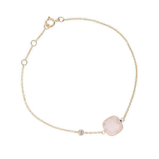 Jalokivirannekoru | 14 ka keltakulta | Timantti ja ruusukvartsi | Suokko Jalokivikorut | 55938-QR5