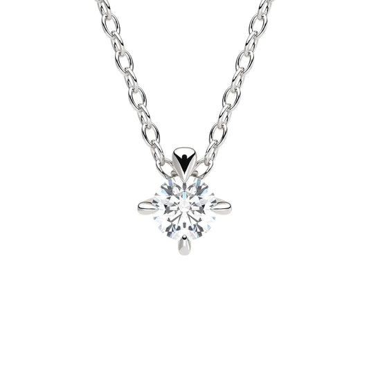 Suokko Timanttikorut -riipus valkokultaa, jossa istutettuna yksi timantti. Tuotekoodi KP05917