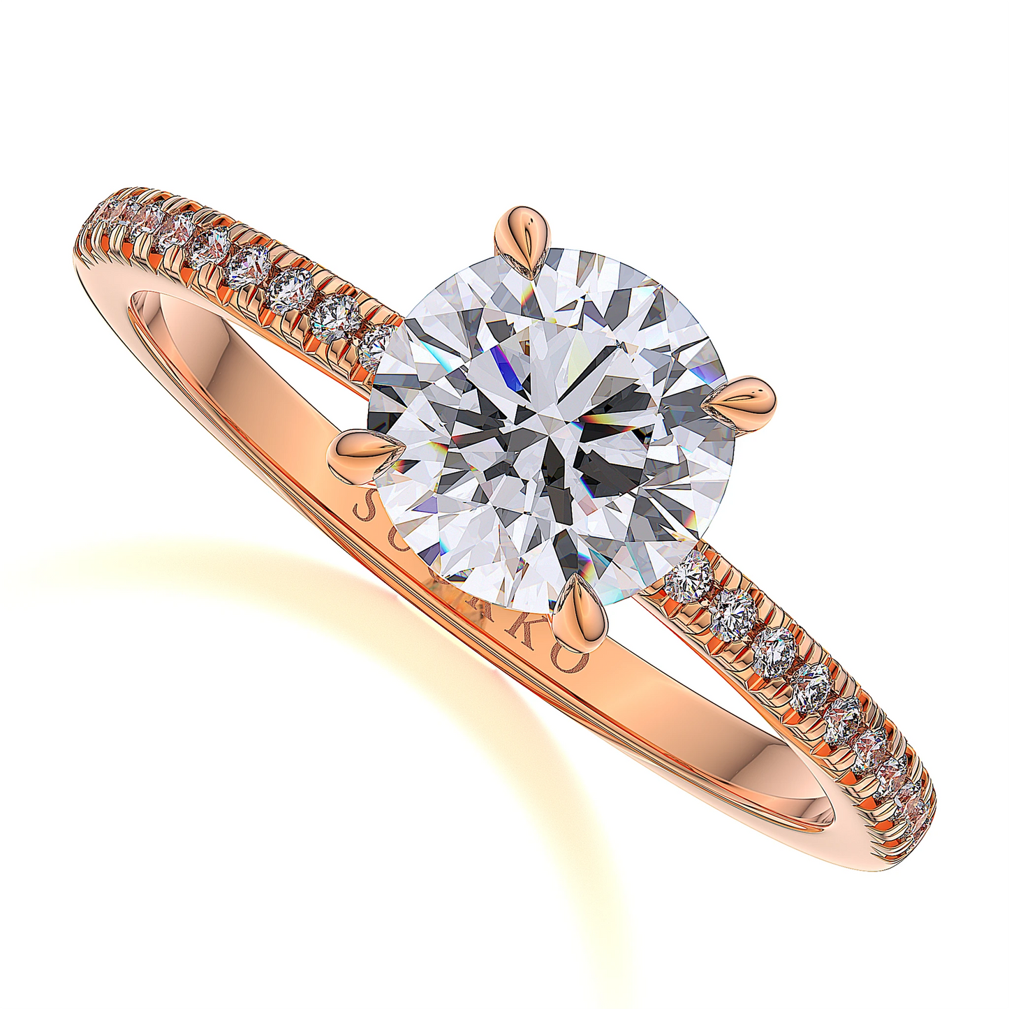 Suokko Timanttikorut -timanttisormus ruusukultaa, jossa istutettuna 23 timanttia. Tuotekoodi SR002BR150