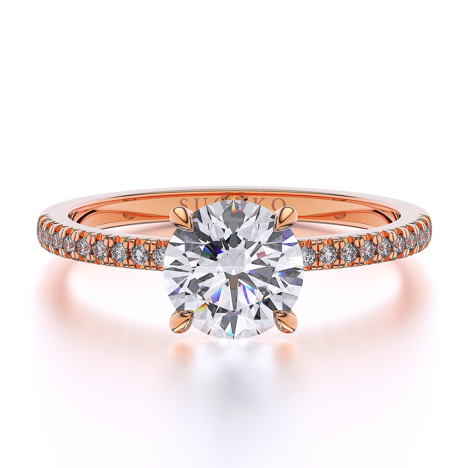 Suokko Timanttikorut -timanttisormus ruusukultaa, jossa istutettuna 23 timanttia. Tuotekoodi SR002BR150